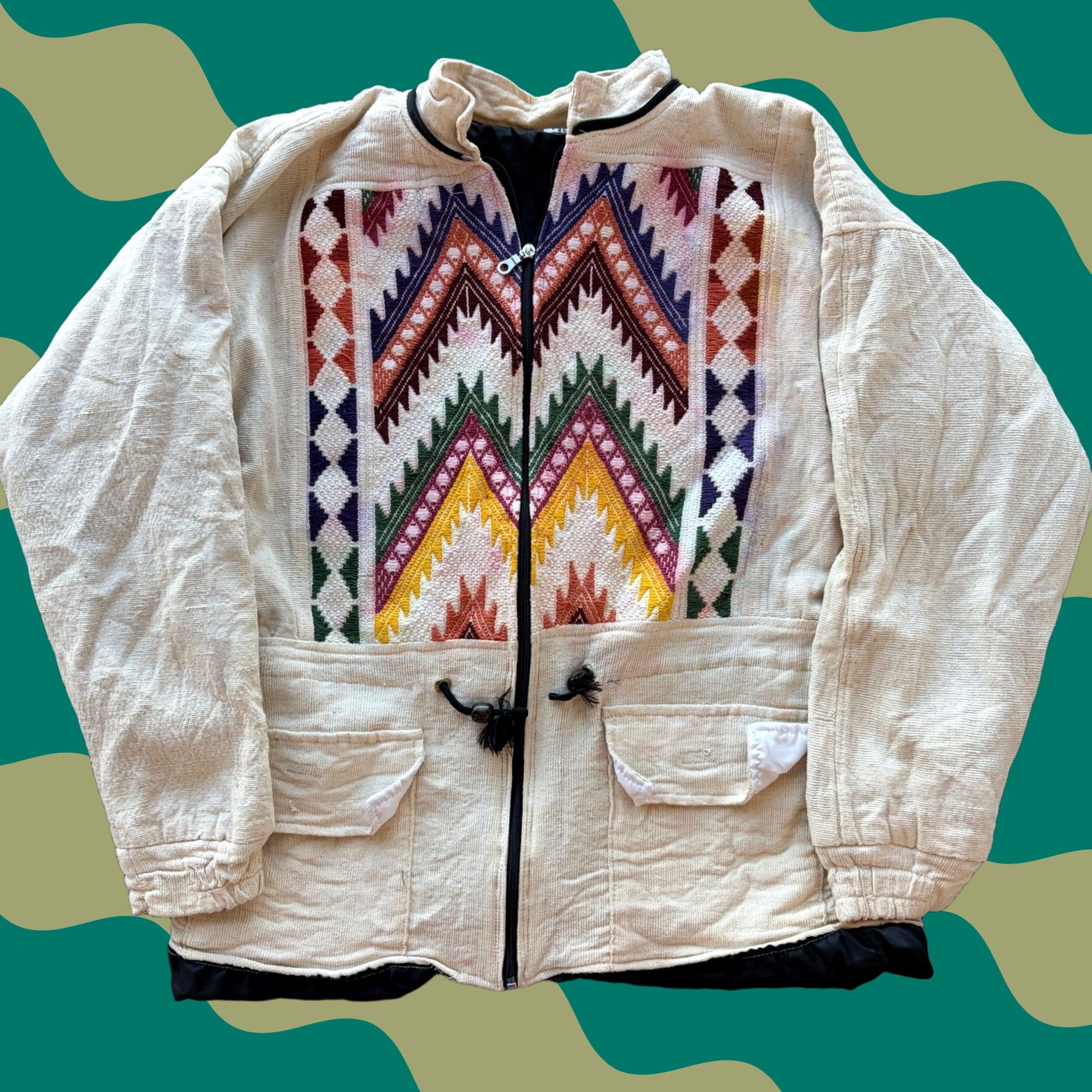 Vintage VINTAGE Y2K Tribal Embroidered Cotton Full Zip Longsleeve Sweatshirt Jacket XL Women's White Digital? Size XL / US 12-14 / IT 48-50 - 1 Thumbnail