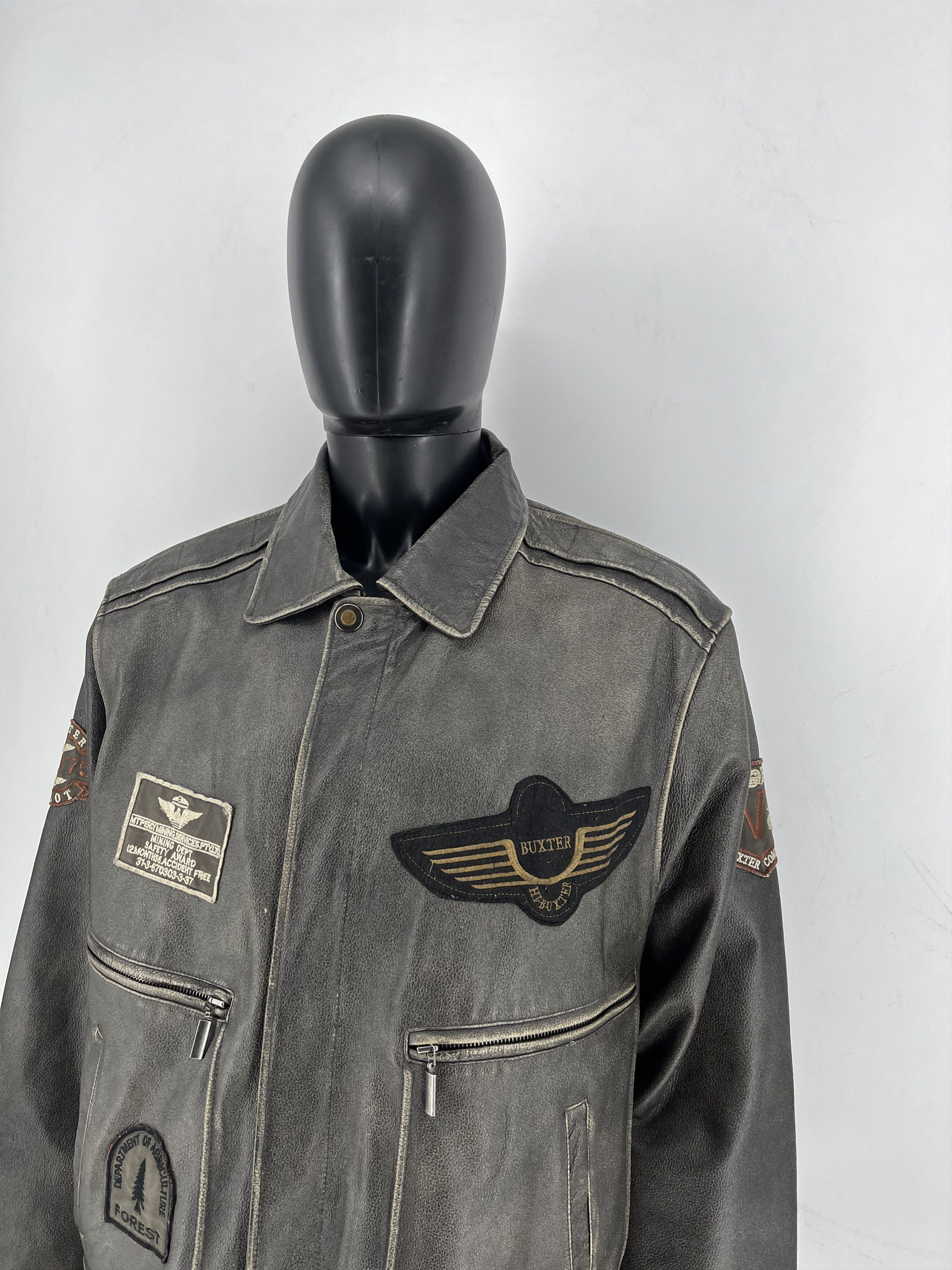Leather Explorer Vtg Leather Bomber Jacket – Distressed Patina 90s Size US XXL / EU 58 / 5 - 5 Thumbnail