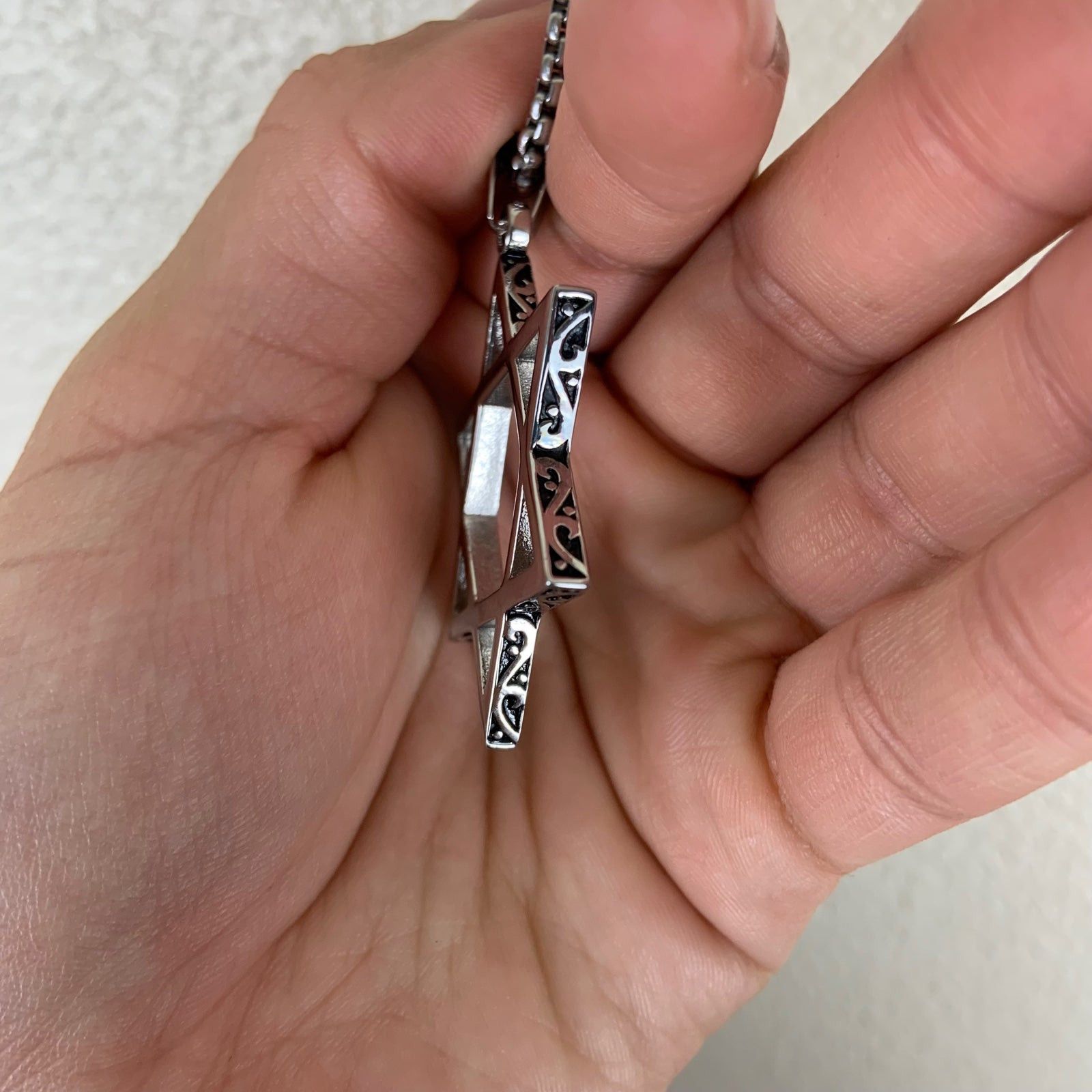 Unknown London Mens Stainless Steel Star Of David Pendant Size ONE SIZE - 6 Thumbnail