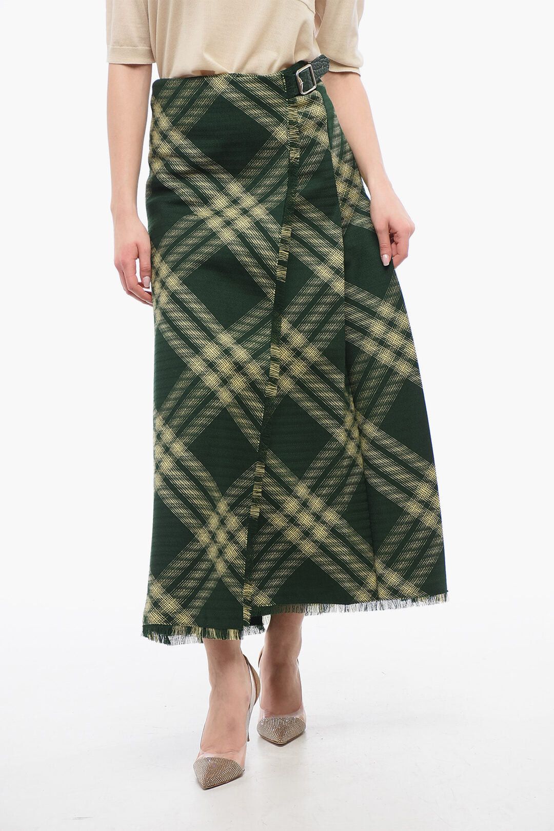 Burberry Wool Wrap Skirt with Fringed Hem Size S / US 4 / IT 40 - 1 Thumbnail