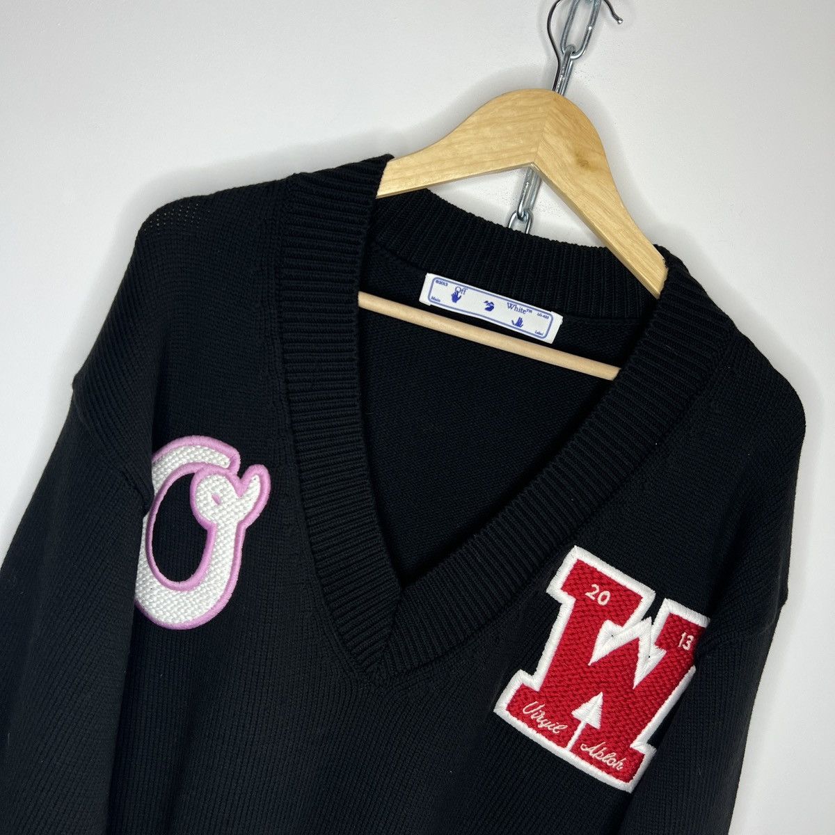 Off-White Off White Black Boxy Sweater Jumper Knitwear Embroidered Size M / US 6-8 / IT 42-44 - 4 Thumbnail