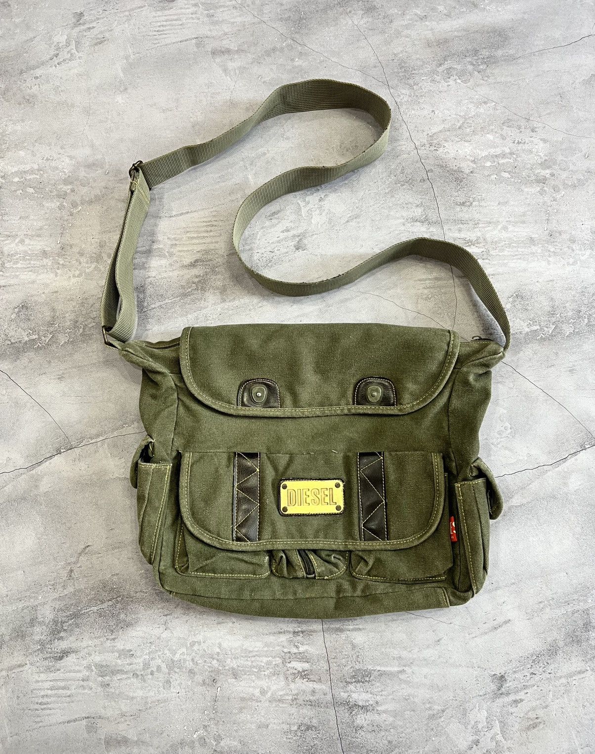 Diesel Military Messenger Bag Archive Japanese in Green, Men's