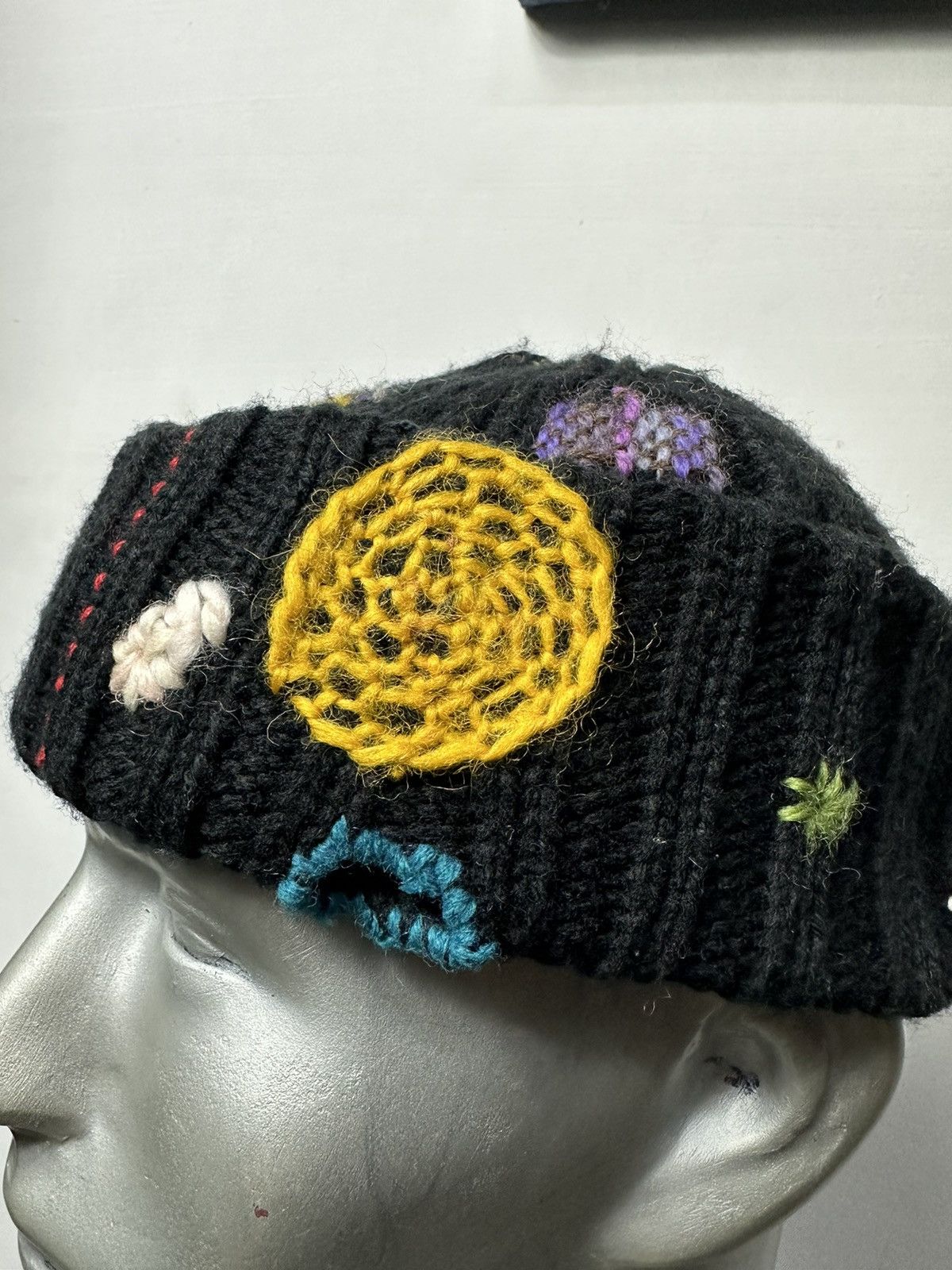 Handmade Nice Design Multicolored Art Knitted mending Beanie Hats Size ONE SIZE - 2 Thumbnail