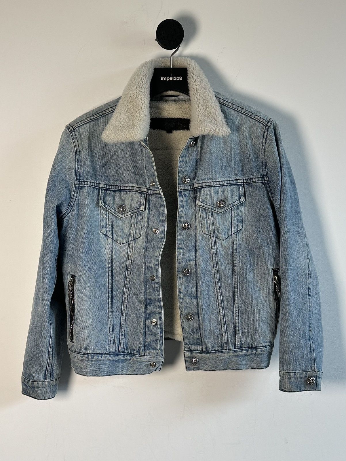 image of Chrome Hearts Denim Jacket in Blue Wash, Men's (Size XS)