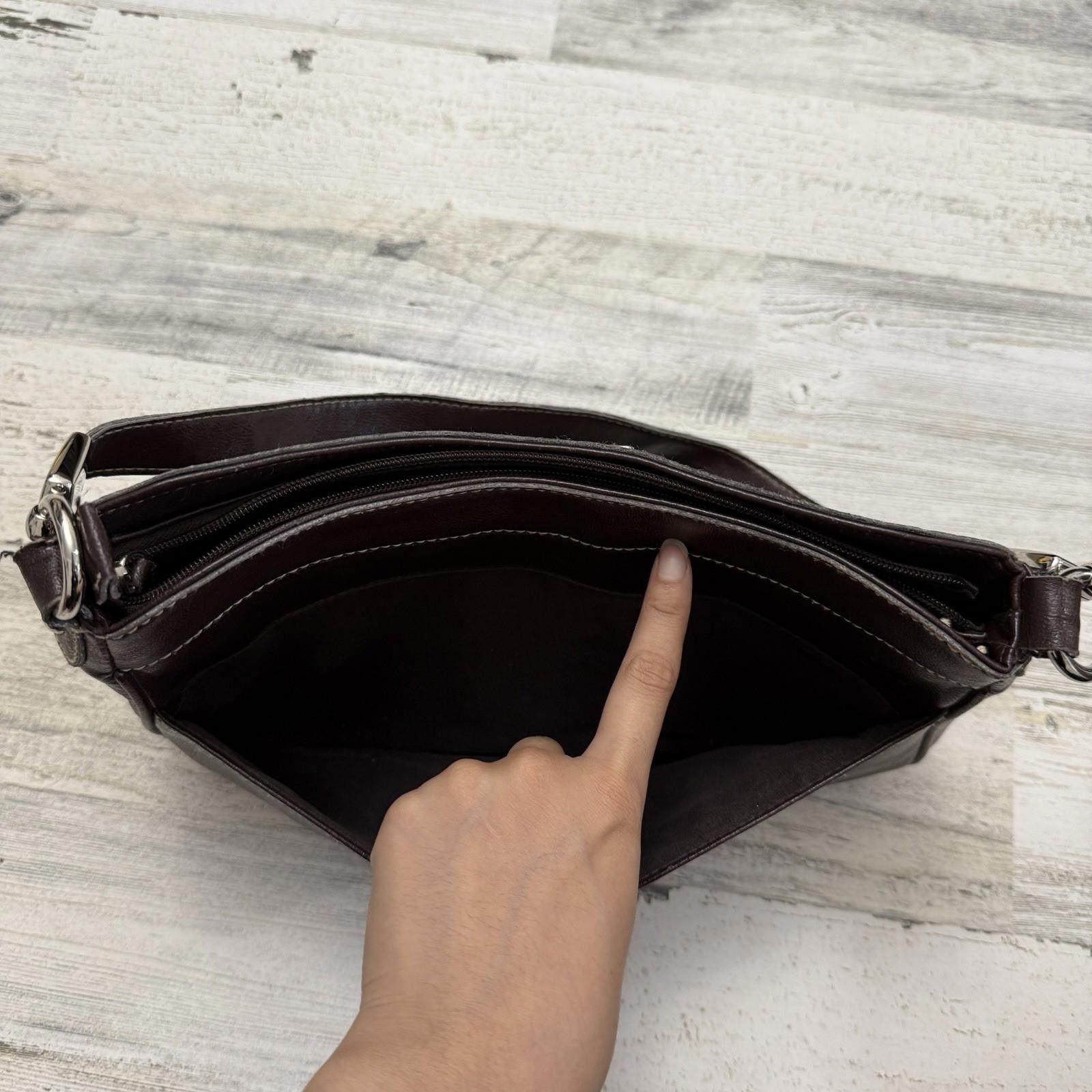 Designer Liz Claiborne Brown Leather Hobo Bag Vintage Boho Style Size ONE SIZE - 4 Thumbnail