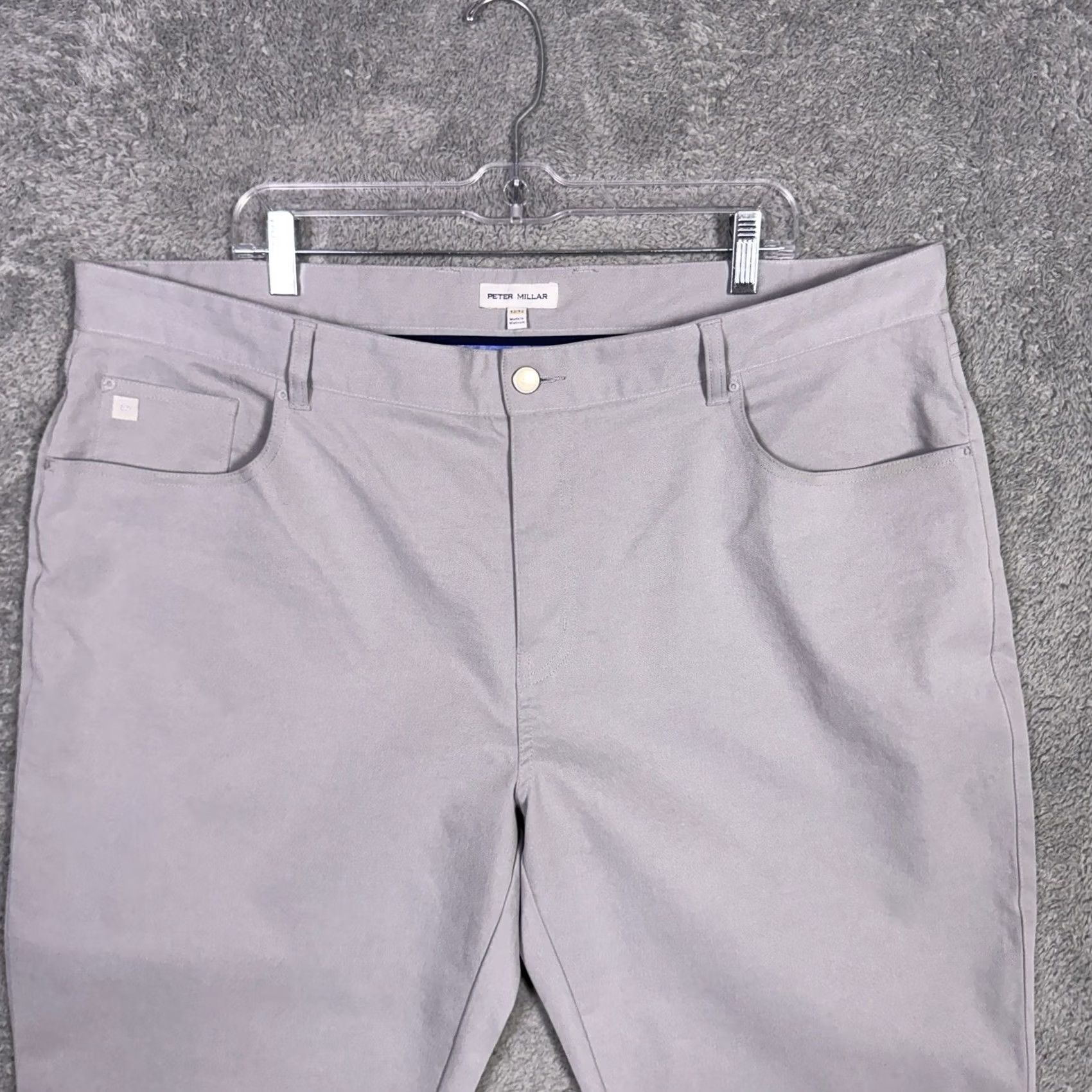 Peter Millar Peter Millar Crown Sport EB66 Performance Five-Pocket Pants Mens 42x29 Golf Gale Stone Gray Chino Logo 5-Pocket Regular Fit Mens Size US 42 / EU 58 - 3 Thumbnail