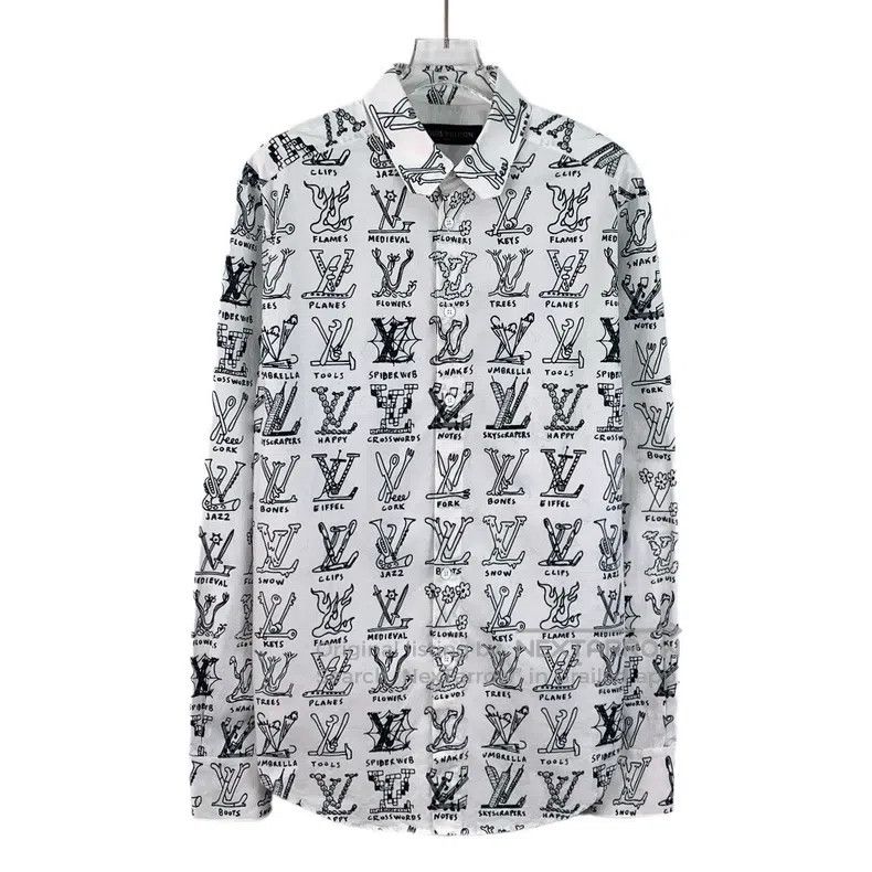 Louis Vuitton Louis Vuitton White logo doodle print full-print cotton la Size US S / EU 44-46 / 1 - 1 Thumbnail