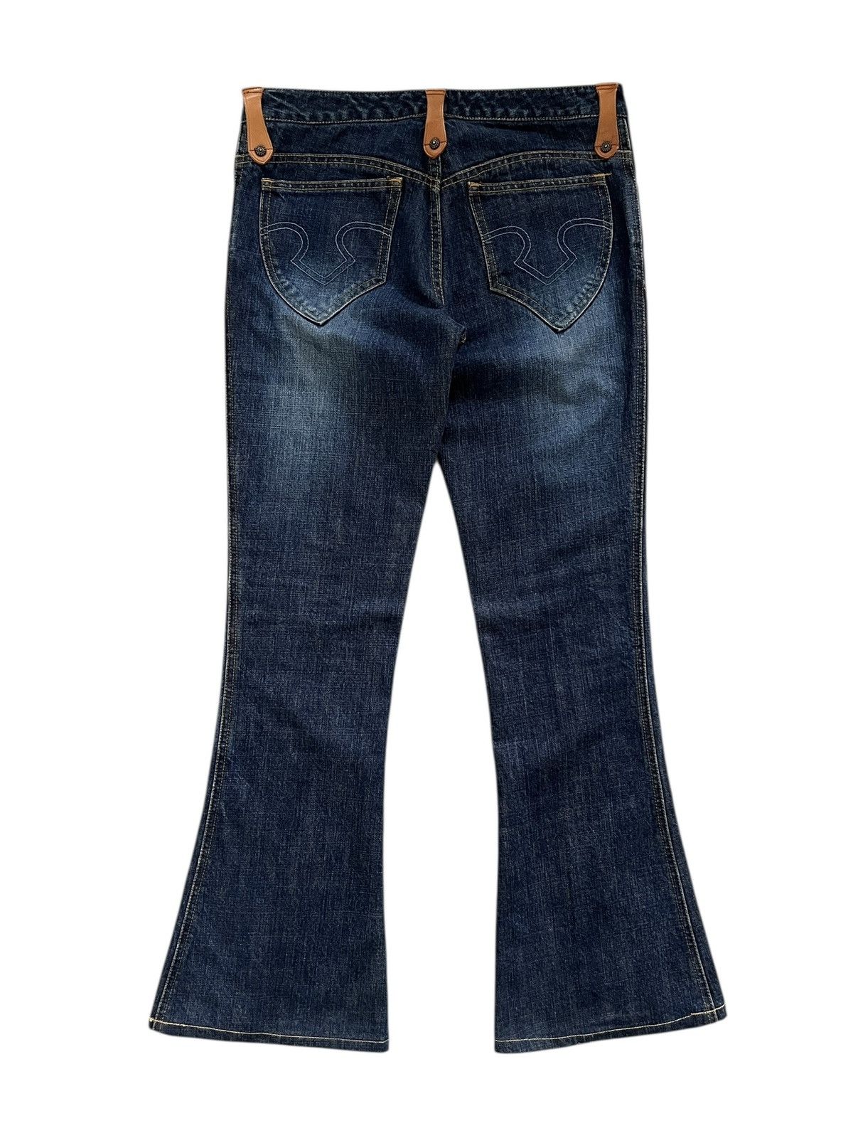 Obelisk 1990s Obelisk Stitching Flare Denim Leather Trim Size US 30 / EU 46 - 20 Thumbnail