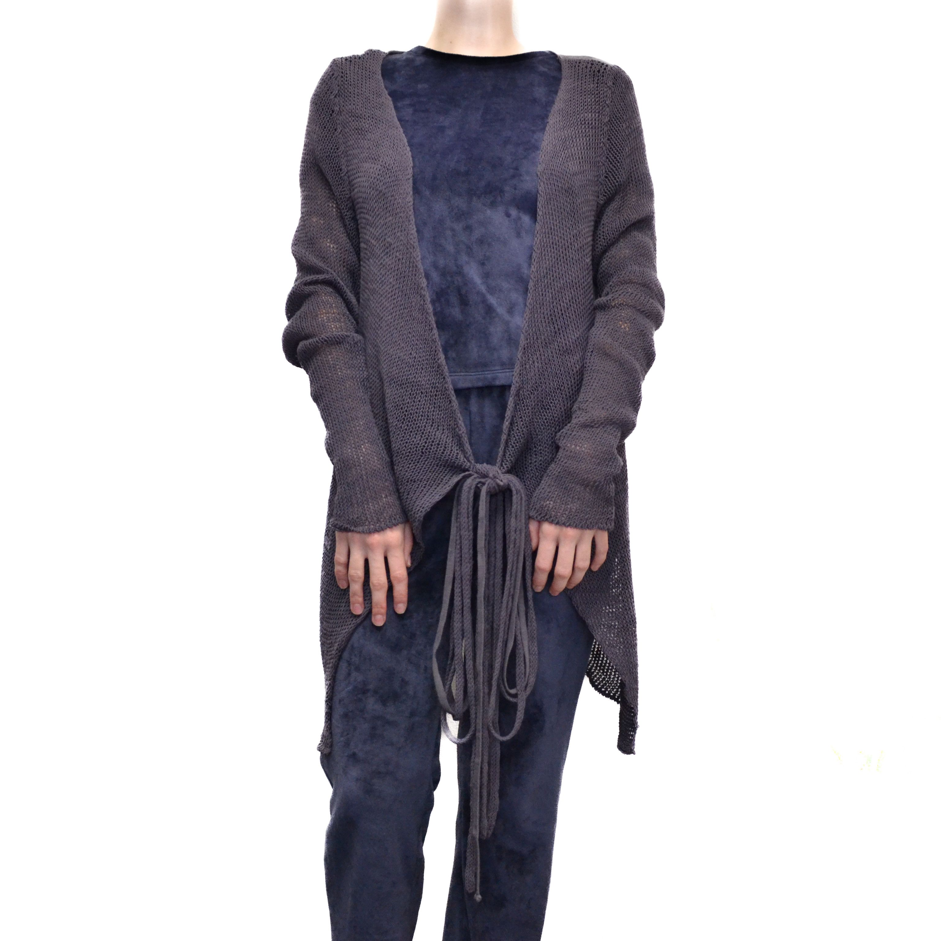 Sarah Pacini Y2K Linen Viscose Gray-Purple Cardigan Sweater
