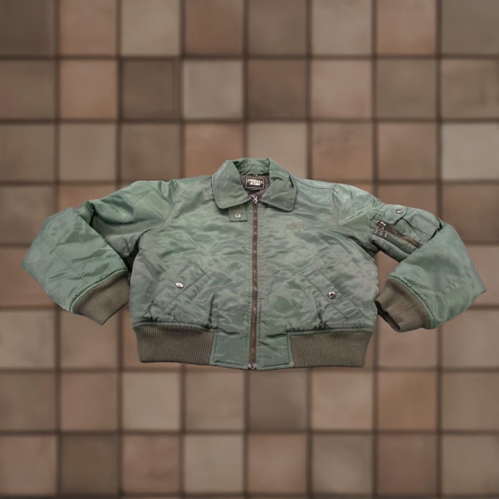 Guess VINTAGE GUESS Jacket Mens L Green Nylon Bomber Coat Quilted Lined 90s Y2K Size US L / EU 52-54 / 3 - 1 Thumbnail