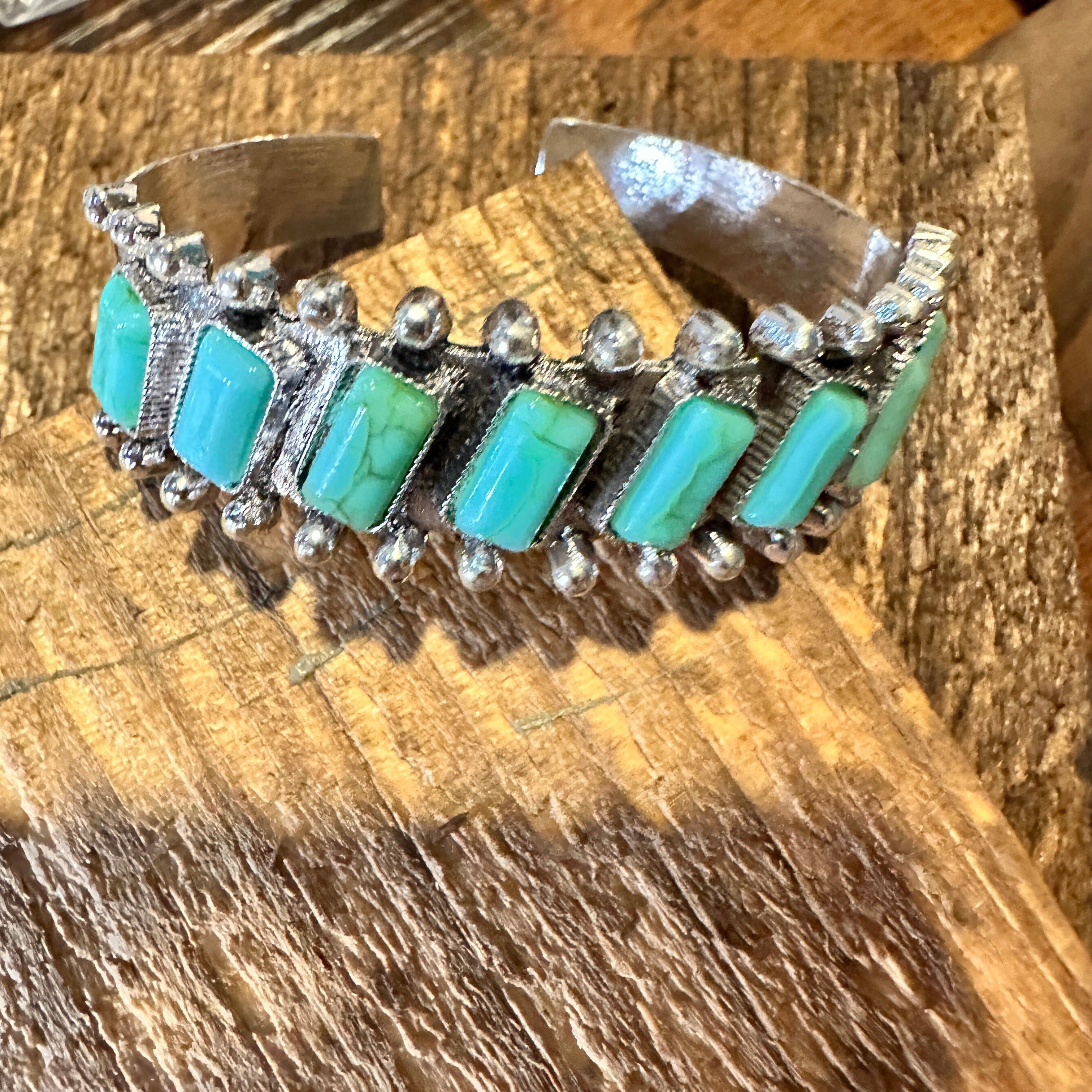 Other Boho Chic Vintage Southwestern Hippie Open Cuff Bangle, Turq Size ONE SIZE - 8 Thumbnail