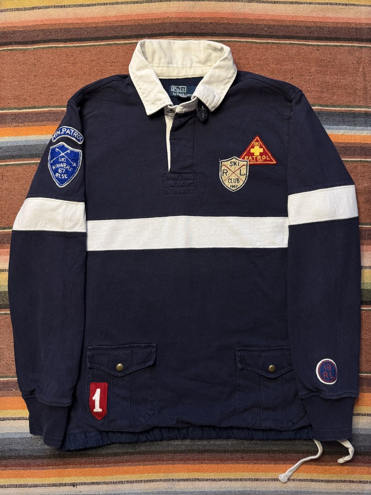 Polo Ralph Lauren × Vintage Vintage Polo Ralph Lauren Thermal Ski Patrol Rugby Polo Size US L / EU 52-54 / 3 - 3 Thumbnail