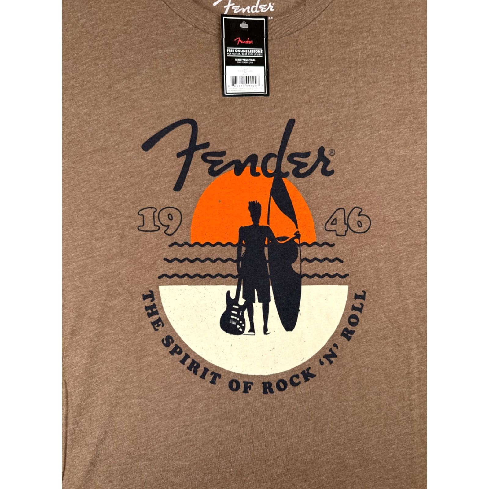 Fender Fender Men T-Shirt Shirt Brown 2XL XXL Cotton Jersey Short Sleeve Crew Neck Punk Spirit Of Rock Music Outdoor All Seasons New Size US XXL / EU 58 / 5 - 6 Thumbnail