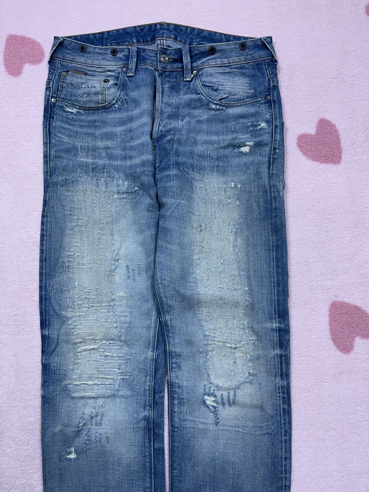 G-Star × Vintage ➕ vintage sick distressed g star raw light blue faded jeans Size US 33 - 2 Thumbnail