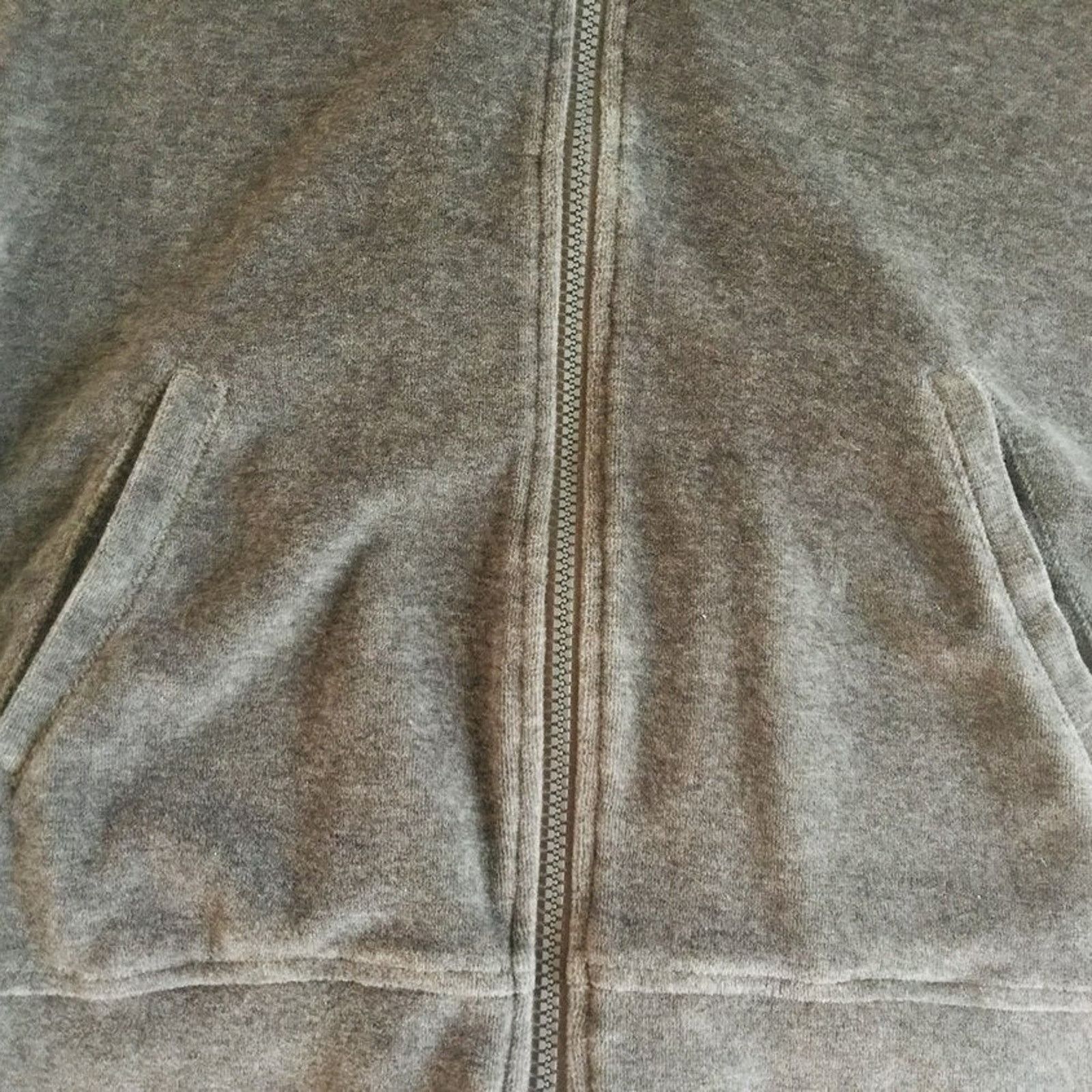 Lord & Taylor Lord and Taylor Hooded jacket Gray Velvet Zip Front Womens L Size M / US 6-8 / IT 42-44 - 3 Thumbnail