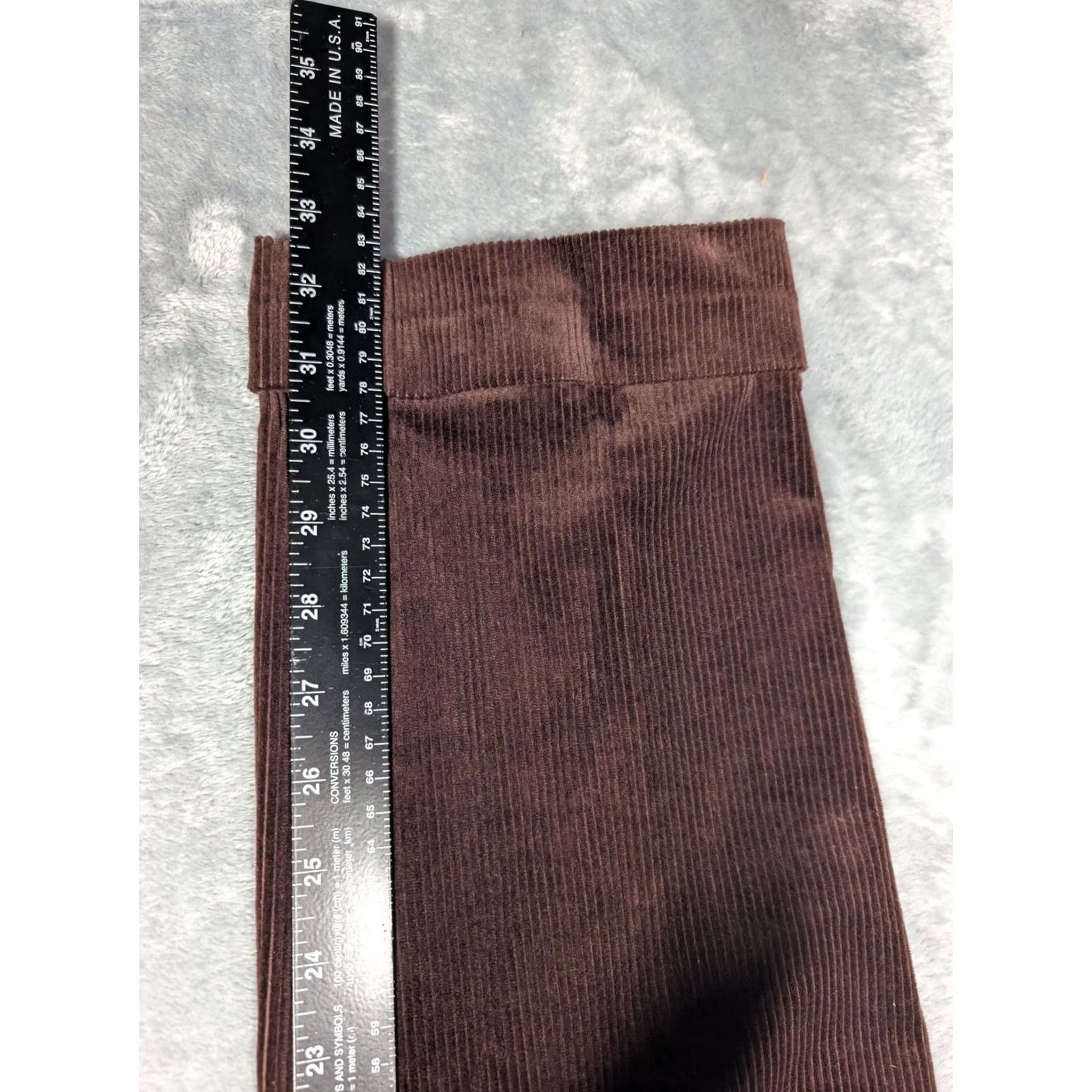 Vintage PT01 Corduroy Pants Mens 34 Regular Brown Flat Front Straight Leg Cuffed Pockets Zip Button Leather? No label Size US 34 / EU 50 - 4 Thumbnail