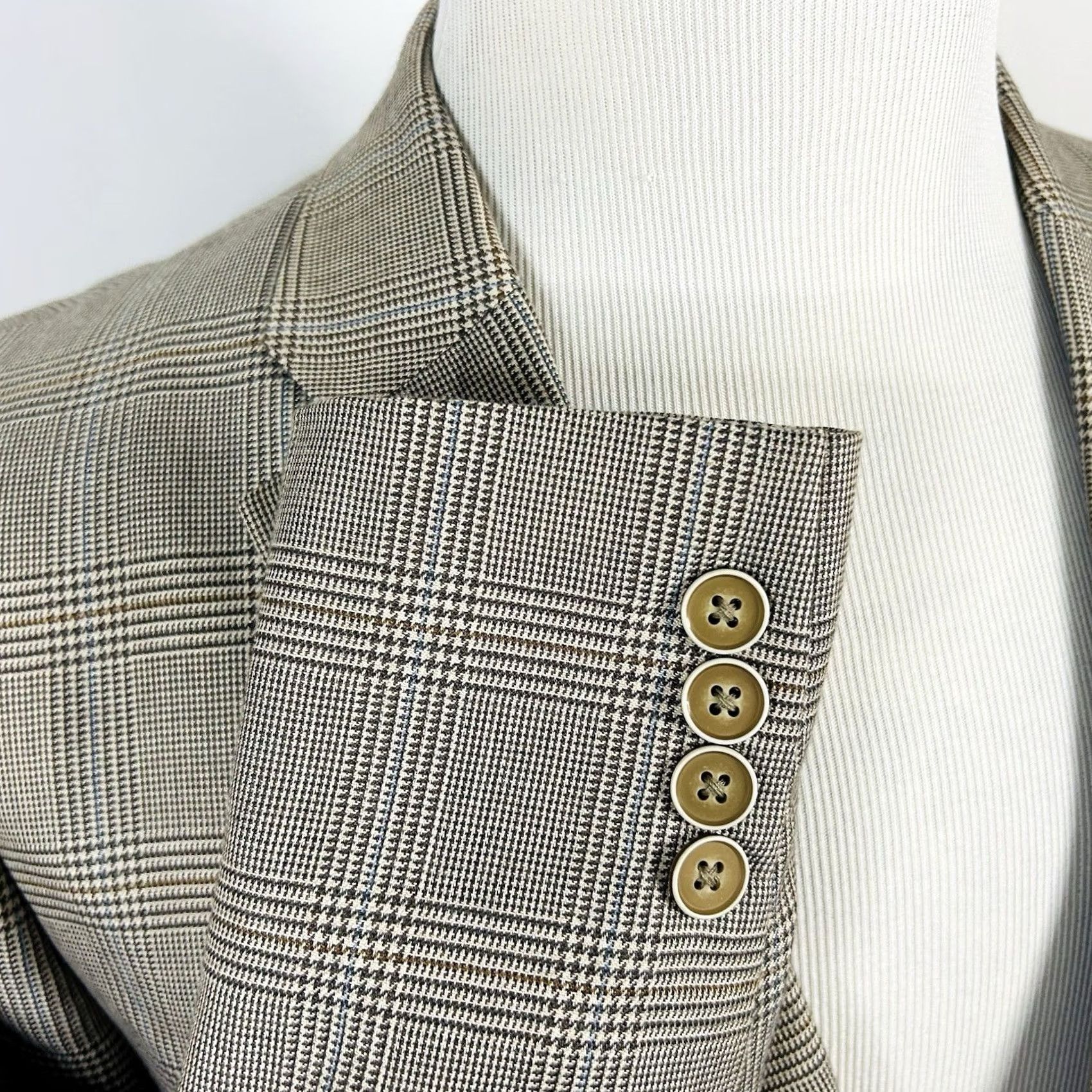 Tommy Hilfiger Tommy Hilfiger Sport Coat Beige Glen Plaid Two Button Lined Double Vented 42R Men Jacket Coat Regular Length Size US XS / EU 42 / 0 - 5 Thumbnail