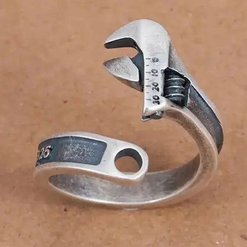 Vintage Retro Wrench Opening Free Size Adjustable Metal Ring Size ONE SIZE - 2 Thumbnail