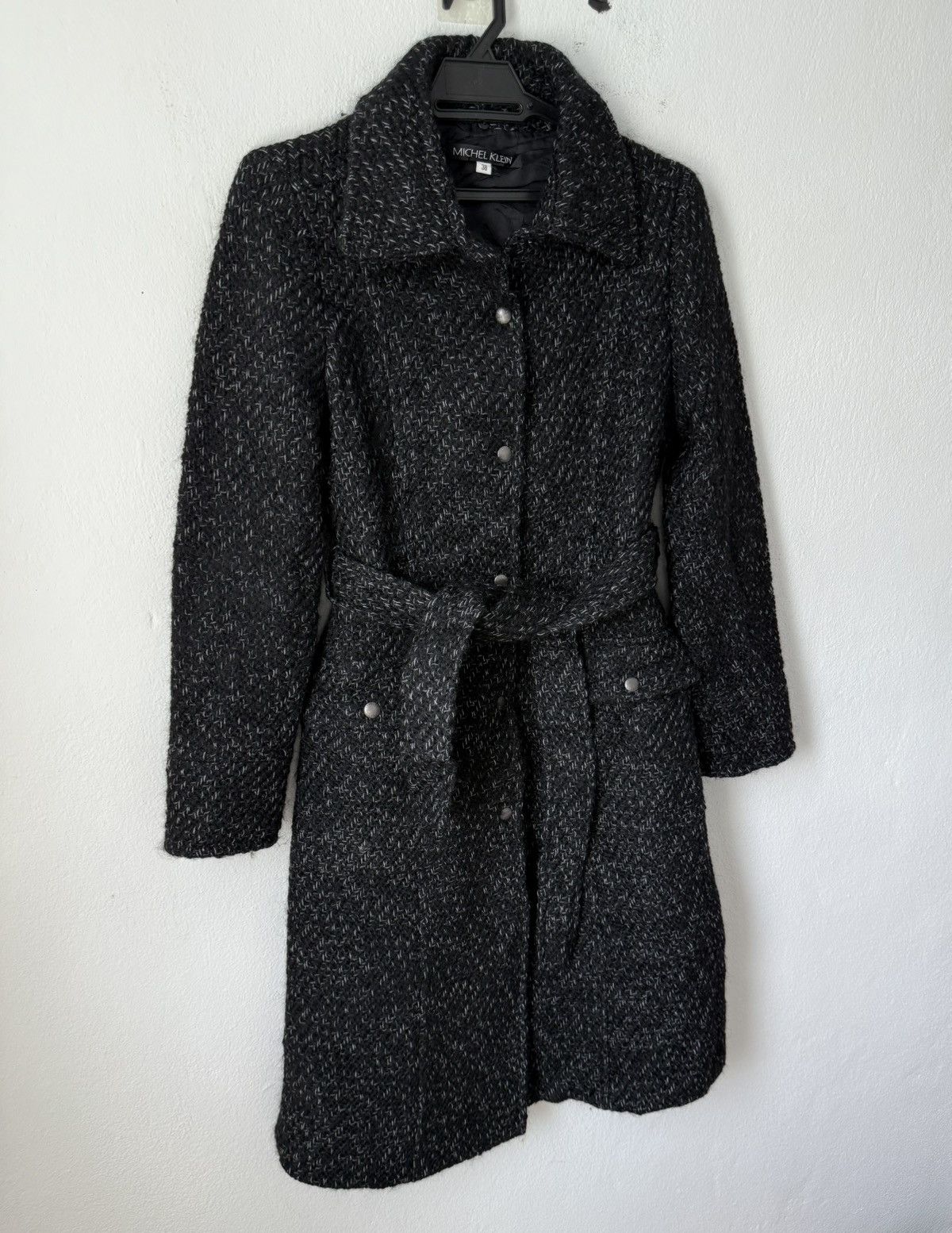 Michel Klein Michel Klein Knit Style Long Coat Black Double Pocket Size XS / US 0-2 / IT 36-38 - 2 Thumbnail