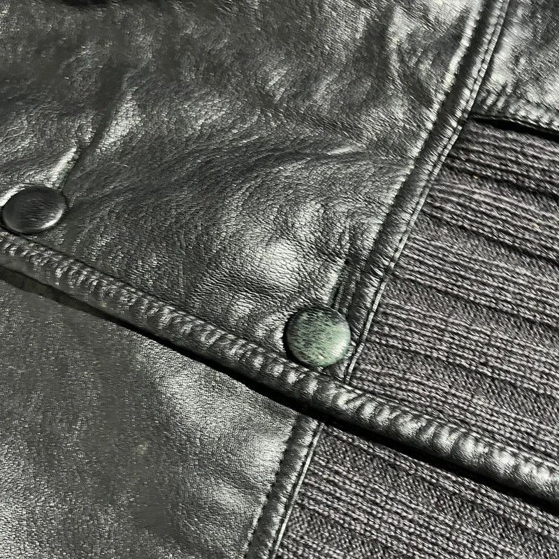 Giorgio Armani Armani Collezioni Leather-Panel Knit Cardigan, 2000s Size US L / EU 52-54 / 3 - 4 Thumbnail