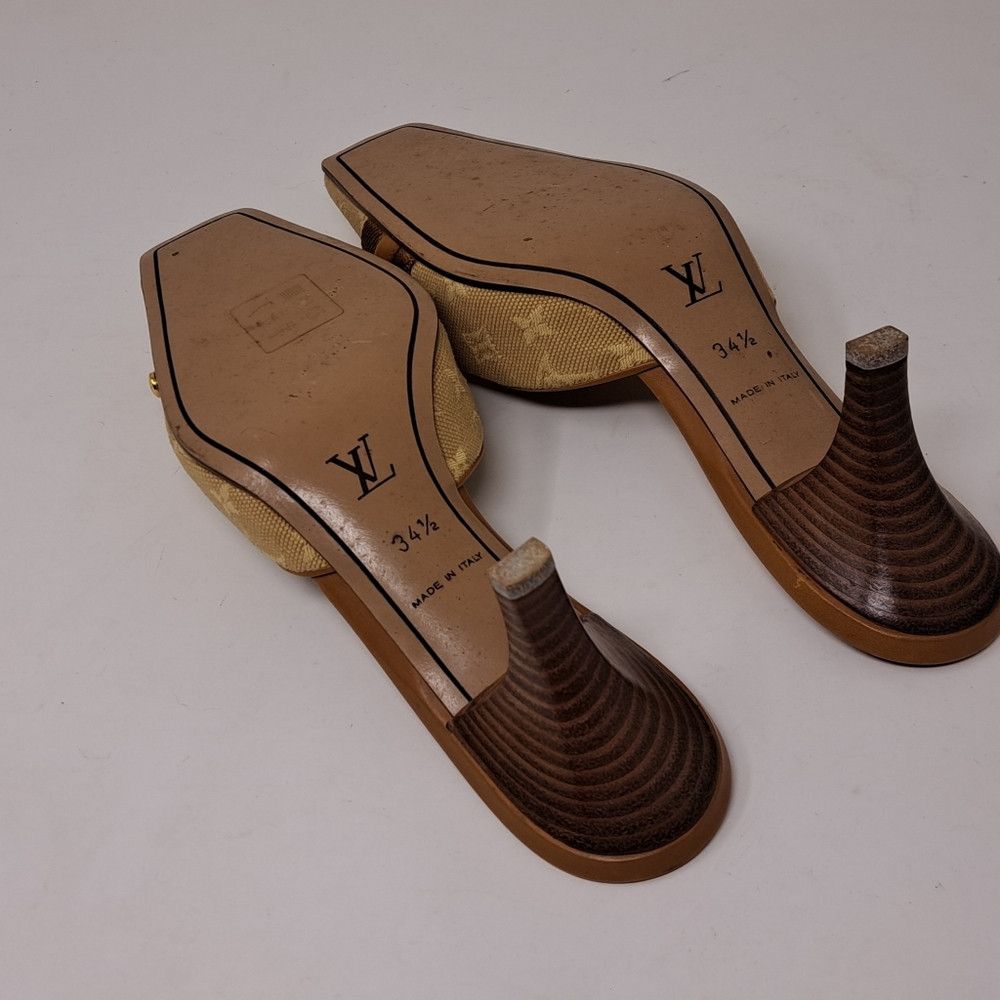 Louis Vuitton Louis Vuitton Women's Squared Toe Monogram Brown Pumps Size US 4.5 / IT 34.5 - 9 Thumbnail