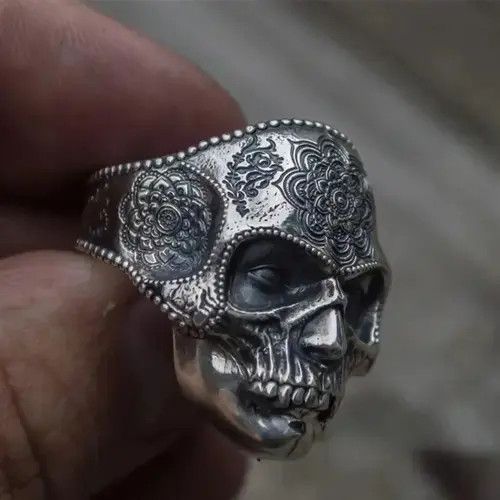 Jewelry Heavy Sugar Skull Ring Size ONE SIZE - 2 Thumbnail