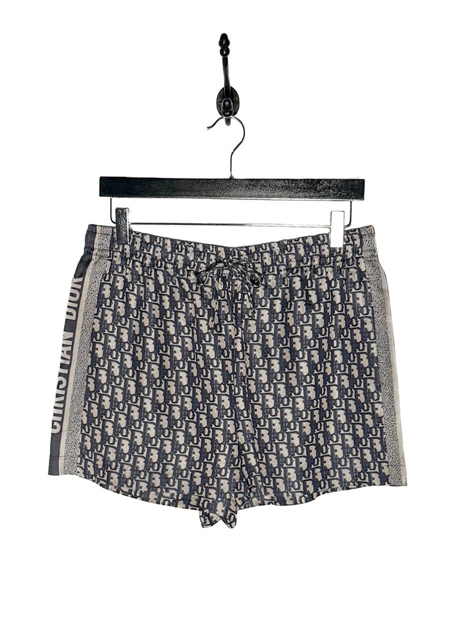 Dior Dior Chez Moi Oblique Navy Blue Beige Silk Shorts Size 27" / US 4 / IT 40 - 1 Thumbnail