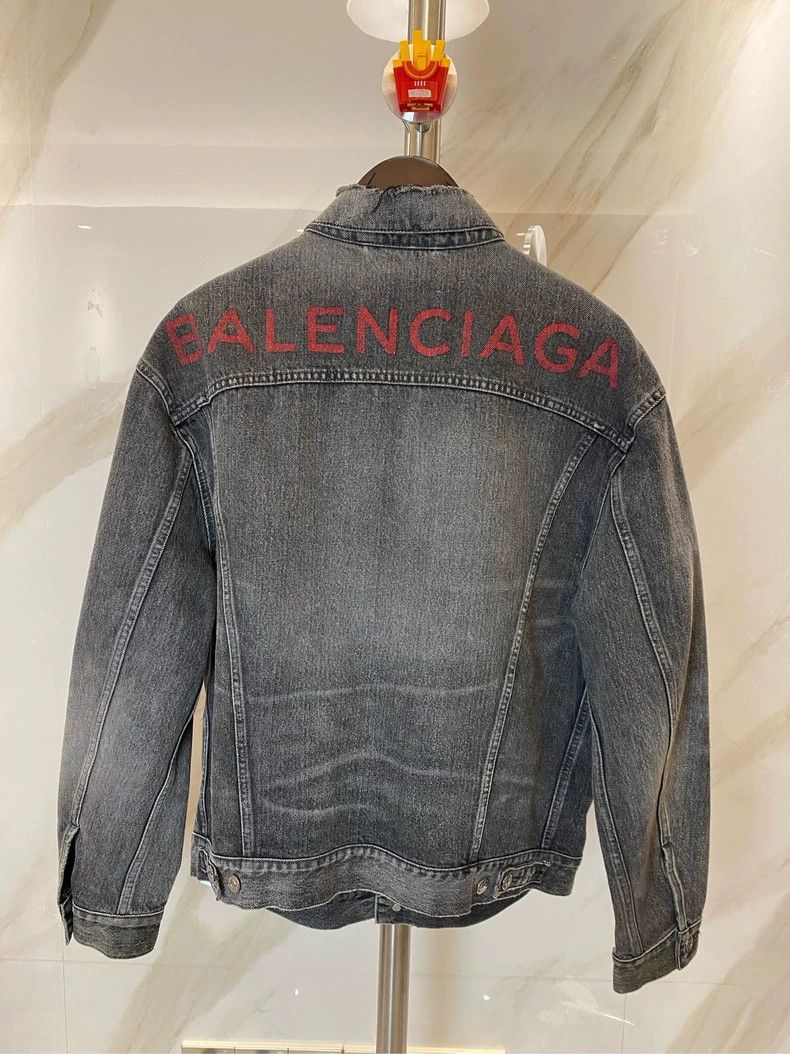 Balenciaga Balenciaga size 34 Black denim jacket with big logo on the Size US M / EU 48-50 / 2 - 2 Thumbnail