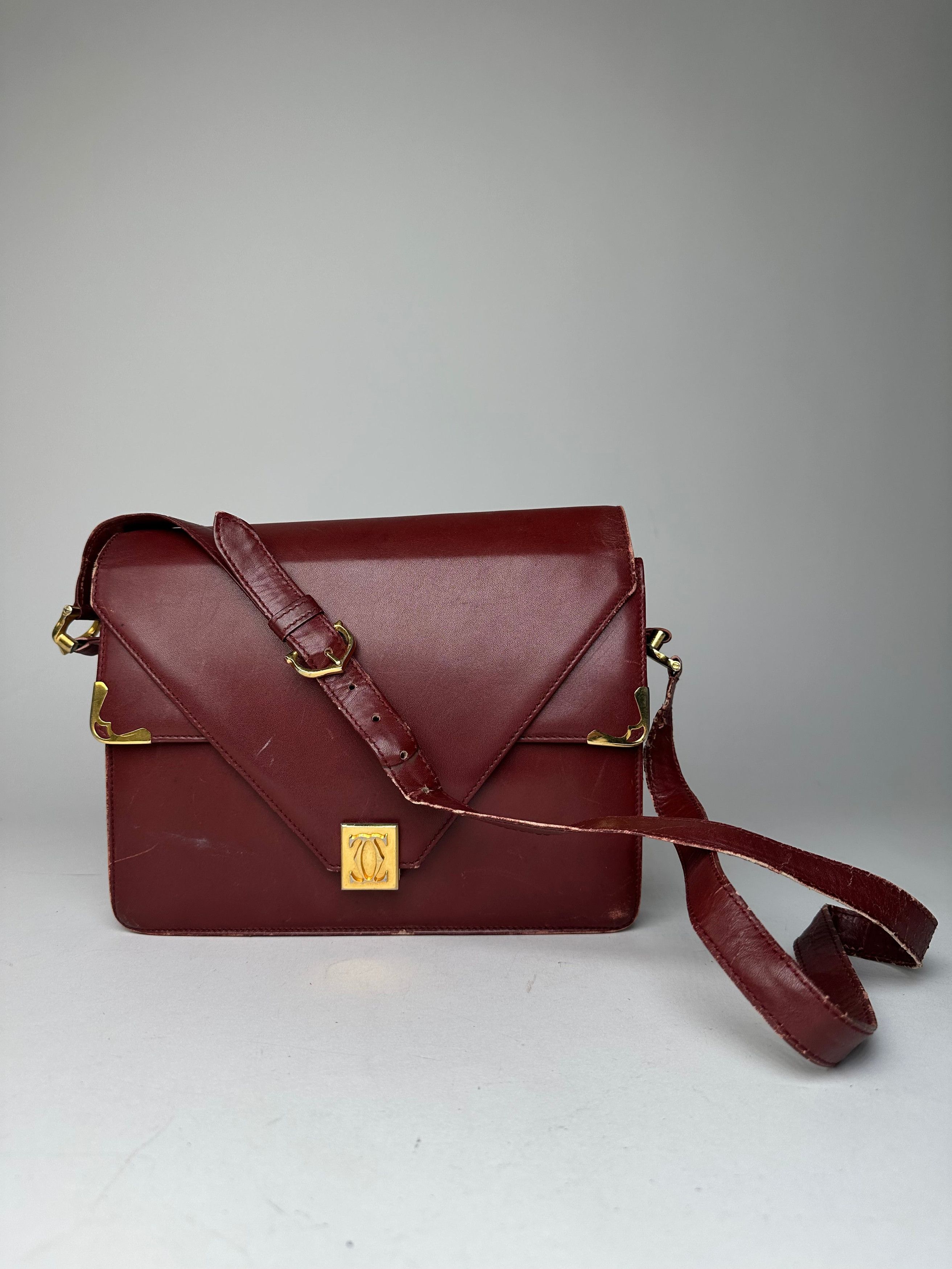 Vintage Crossbody / Shoulder Bag Burgundy