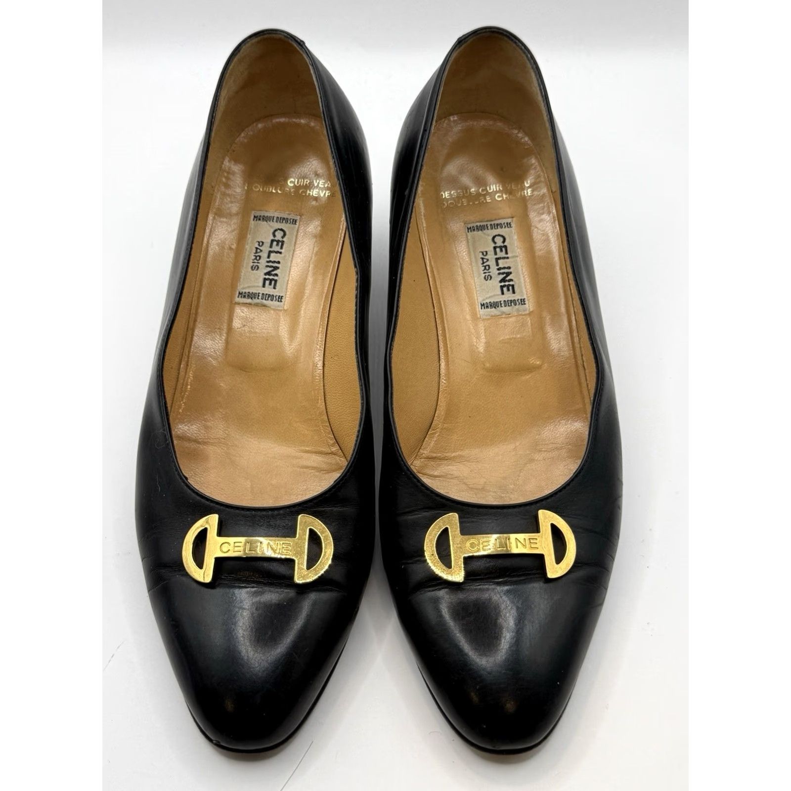 Celine VINTAGE CELINE Horsebit Metal Leather Pumps Women Black US 5.5-6 22.5 Shoes Size US 5.5 / IT 35.5 - 3 Thumbnail