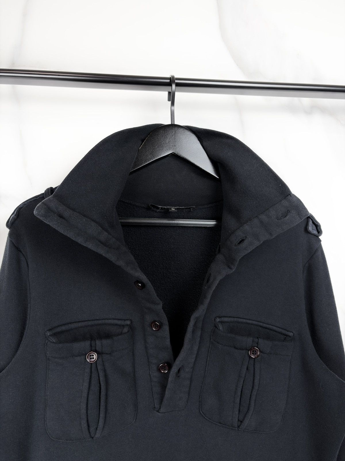 Raf Simons AW05 Raf Simons Military Epaulette Buttoned Neck Sweatshirt Size US L / EU 52-54 / 3 - 6 Thumbnail