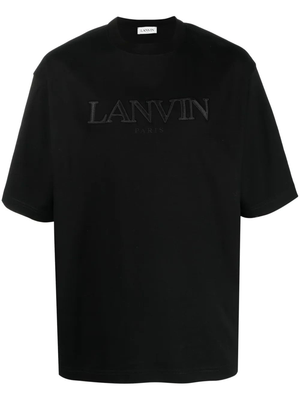Lanvin oc11z0426 Logo Applique Cotton T-Shirt in Black Size US L / EU 52-54 / 3 - 1 Thumbnail
