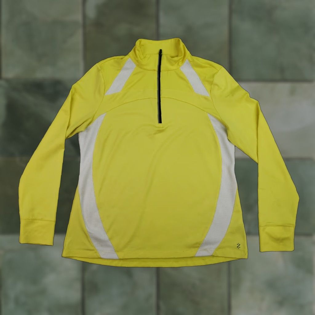 Izod IZOD Women's Yellow Mock Neck 1/4 Zip Pullover Sweatshirt Large Size L / US 10 / IT 46 - 1 Thumbnail