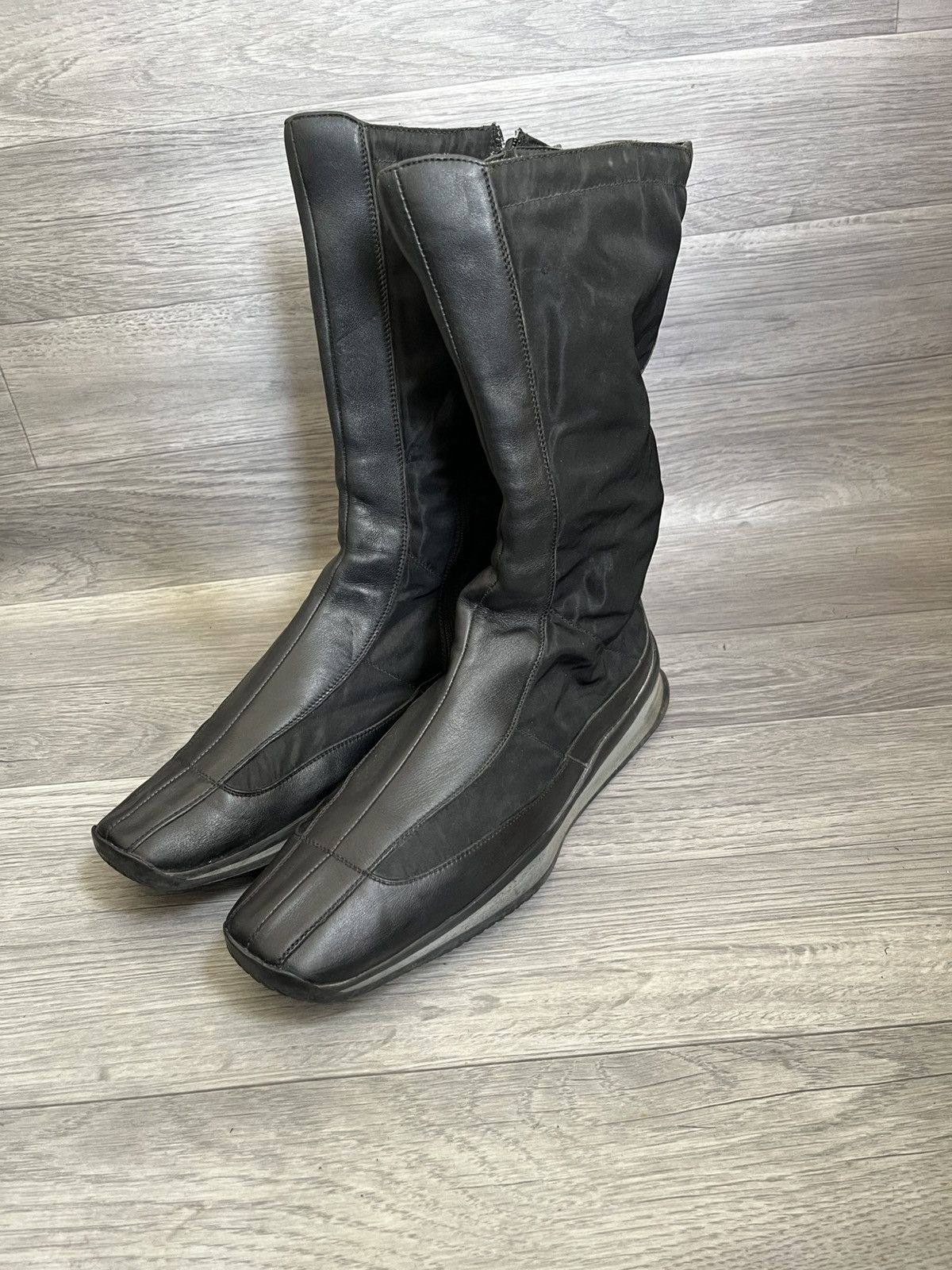 Prada Vintage 90s Prada nylon linea rossa boxing knee high boots Size US 8 / EU 41 - 1 Thumbnail