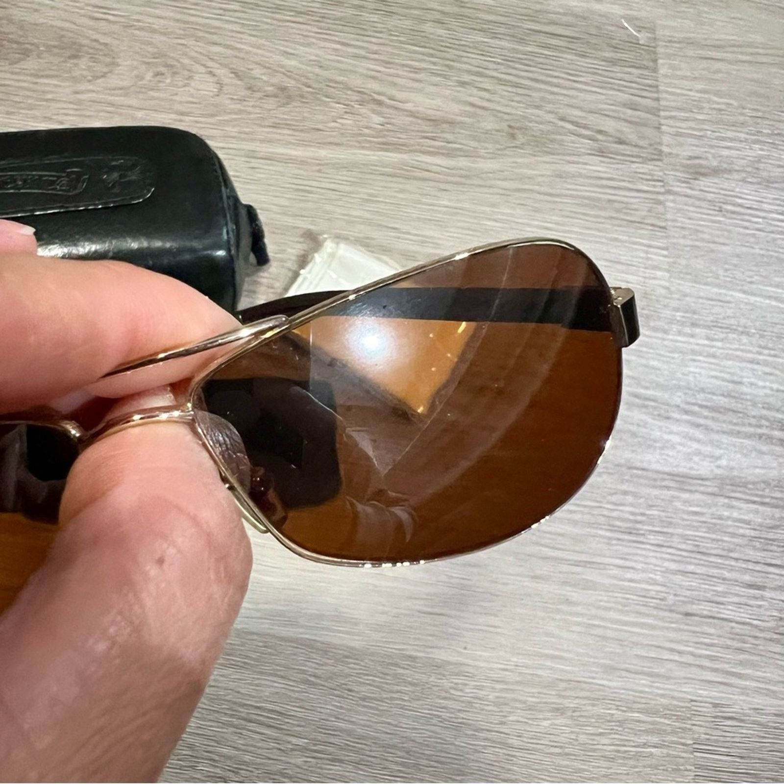 Chrome Hearts Chrome Hearts Gold Leather Sunglasses Y2K Vintage Rectangle Size ONE SIZE - 3 Thumbnail