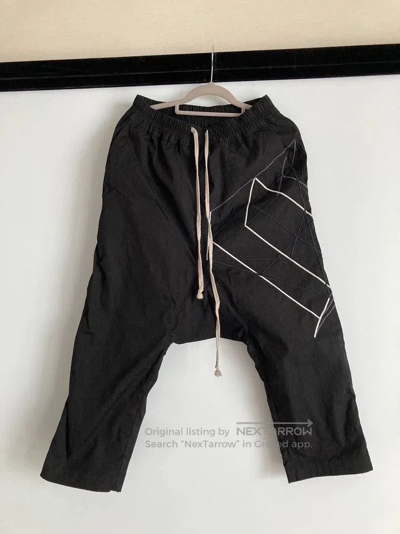 Rick Owens Rick Owens Geometric Stitch Black Drop-Crotch Pants. Size US 36 / EU 52 - 1 Thumbnail