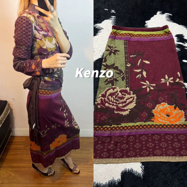 Kenzo KENZO sizeL Woolen floral skirt Size 26" / US 2 / IT 38 - 1 Thumbnail