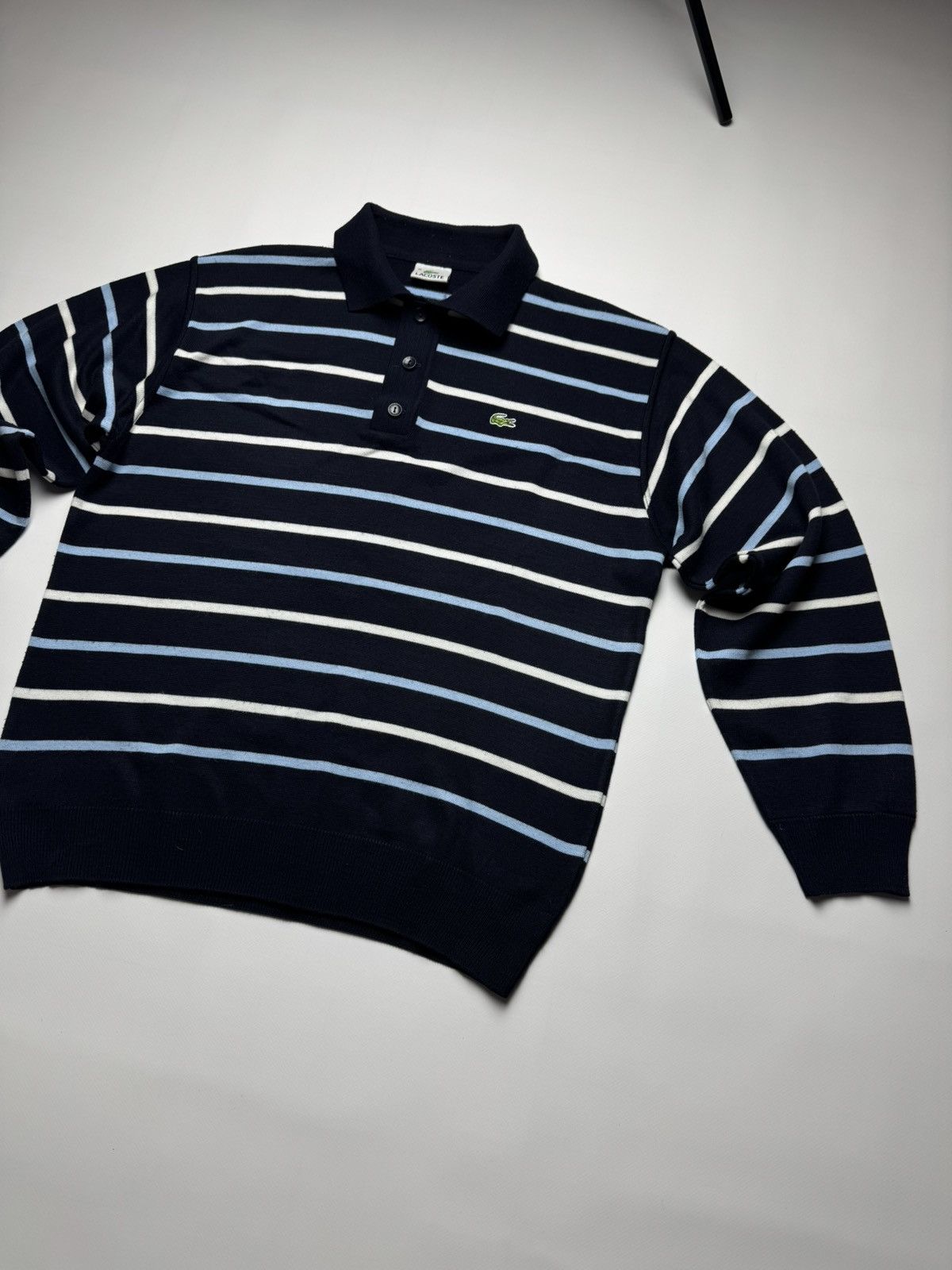 Lacoste Lacoste Classic V-Neck Wool Sweater – Navy Blue Size US XL / EU 56 / 4 - 4 Thumbnail