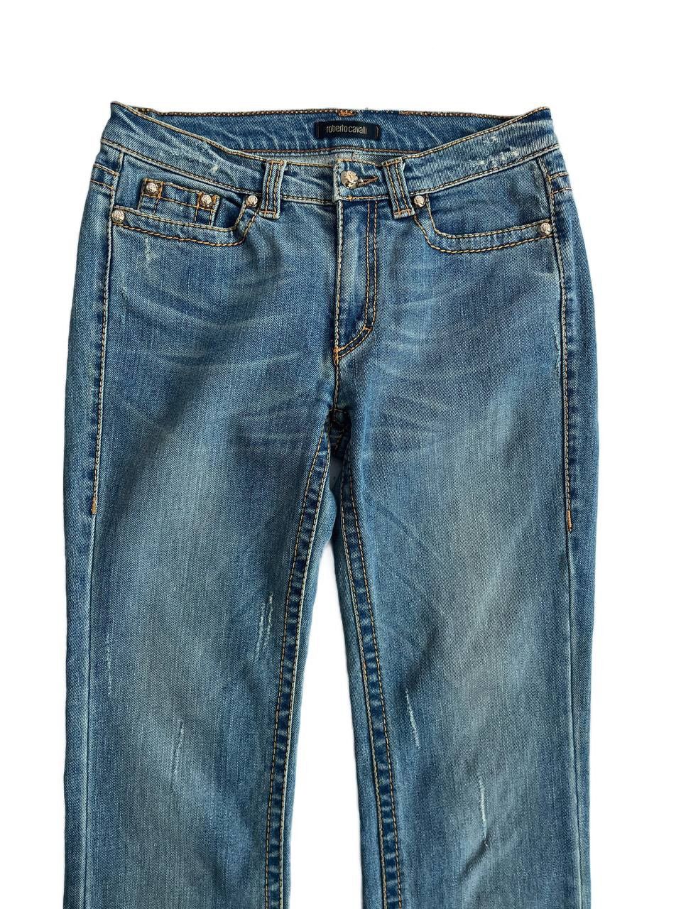 Roberto Cavalli SS05 Roberto Cavalli Mudwash Long Skinny Flared Jeans Size 29" - 4 Thumbnail