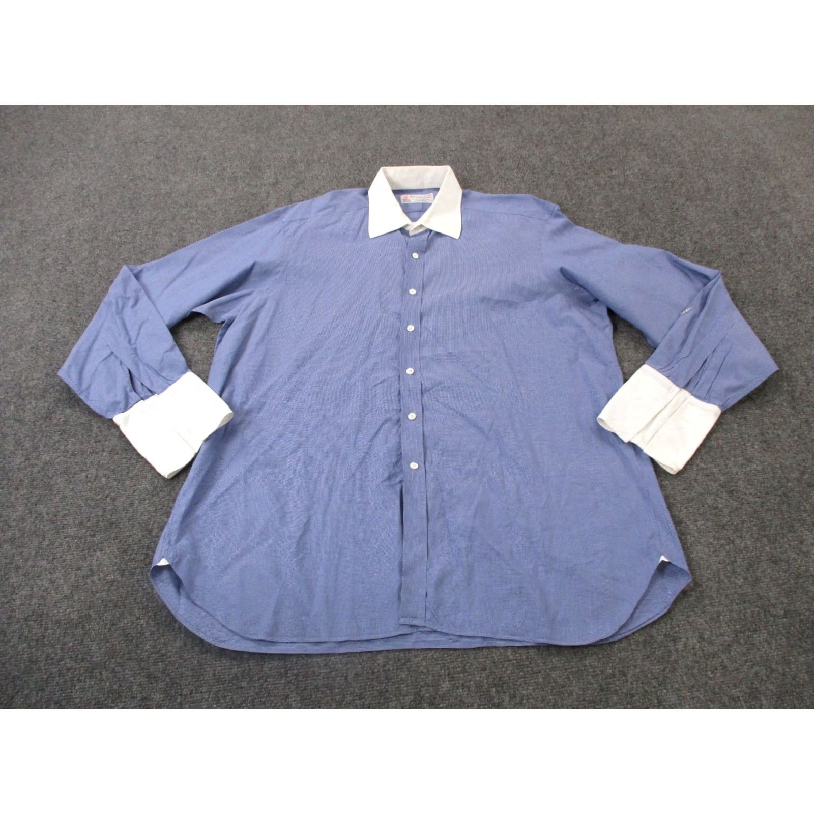 Turnbull & Asser VINTAGE Turnbull & Asser Shirt Mens 44 Business Plaid Checkered French Cuff Blue Cotton Button Size US XXL / EU 58 / 5 - 2 Thumbnail