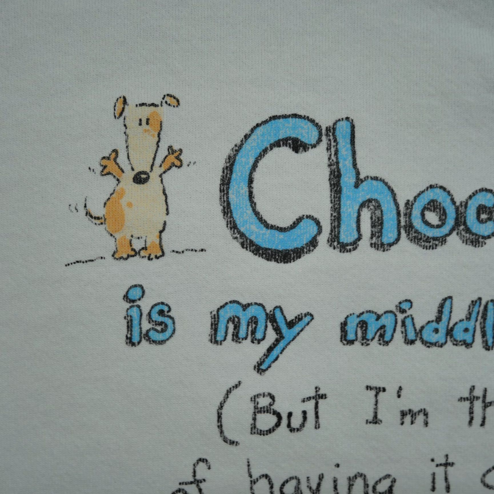 CHOCOOLATE VINTAGE Chocolate Sweatshirt Mens XL White Pullover 90s Shoebox Comedy Joke 90s Size US XL / EU 56 / 4 - 3 Thumbnail