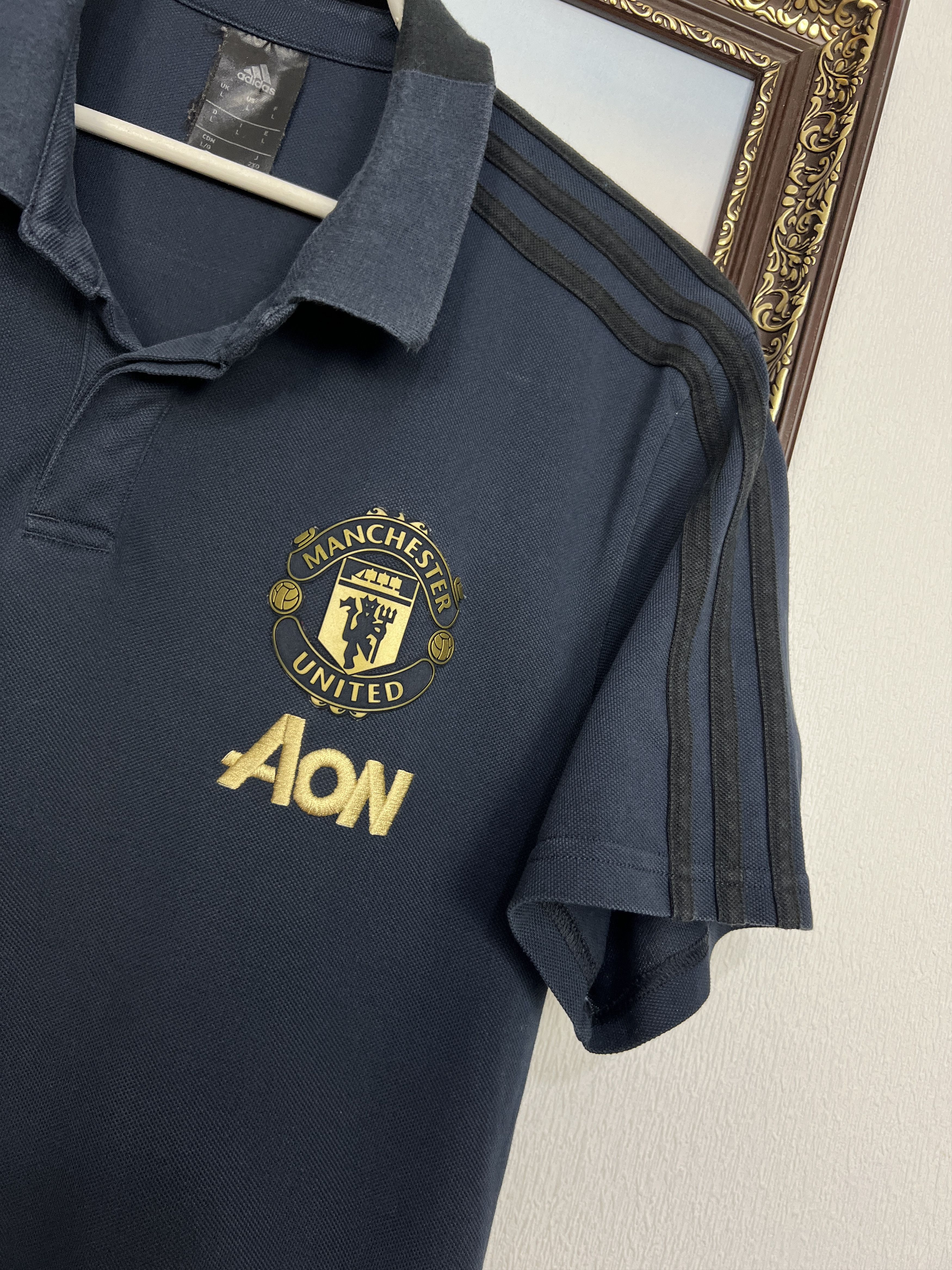 Adidas AON Manchester United Football Polo Shirt Soccer Jersey Size US L / EU 52-54 / 3 - 4 Thumbnail