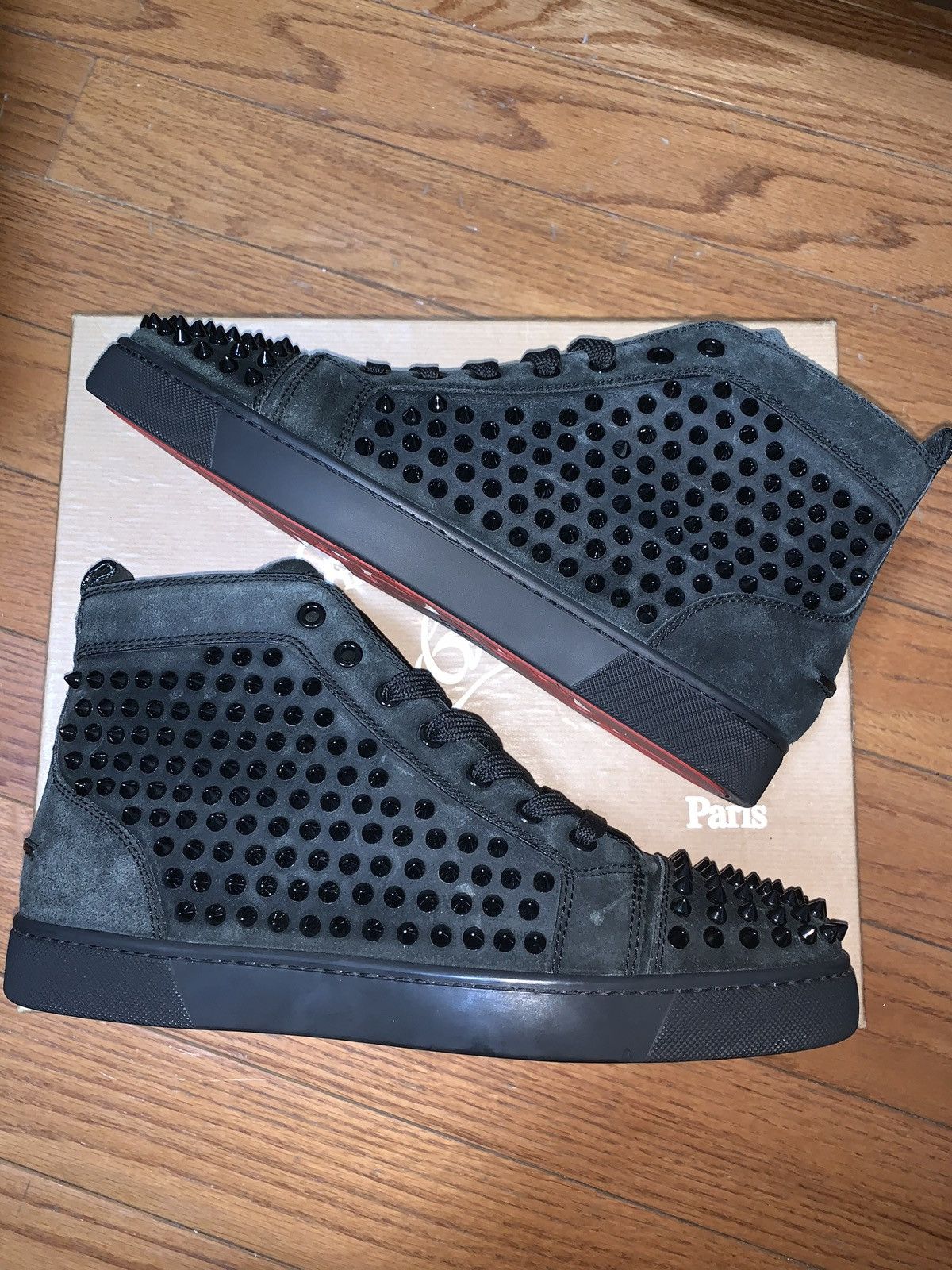 Christian Louboutin Christian Louboutin black suede spike high top sneakers 42 Size US 9 / EU 42 - 2 Thumbnail