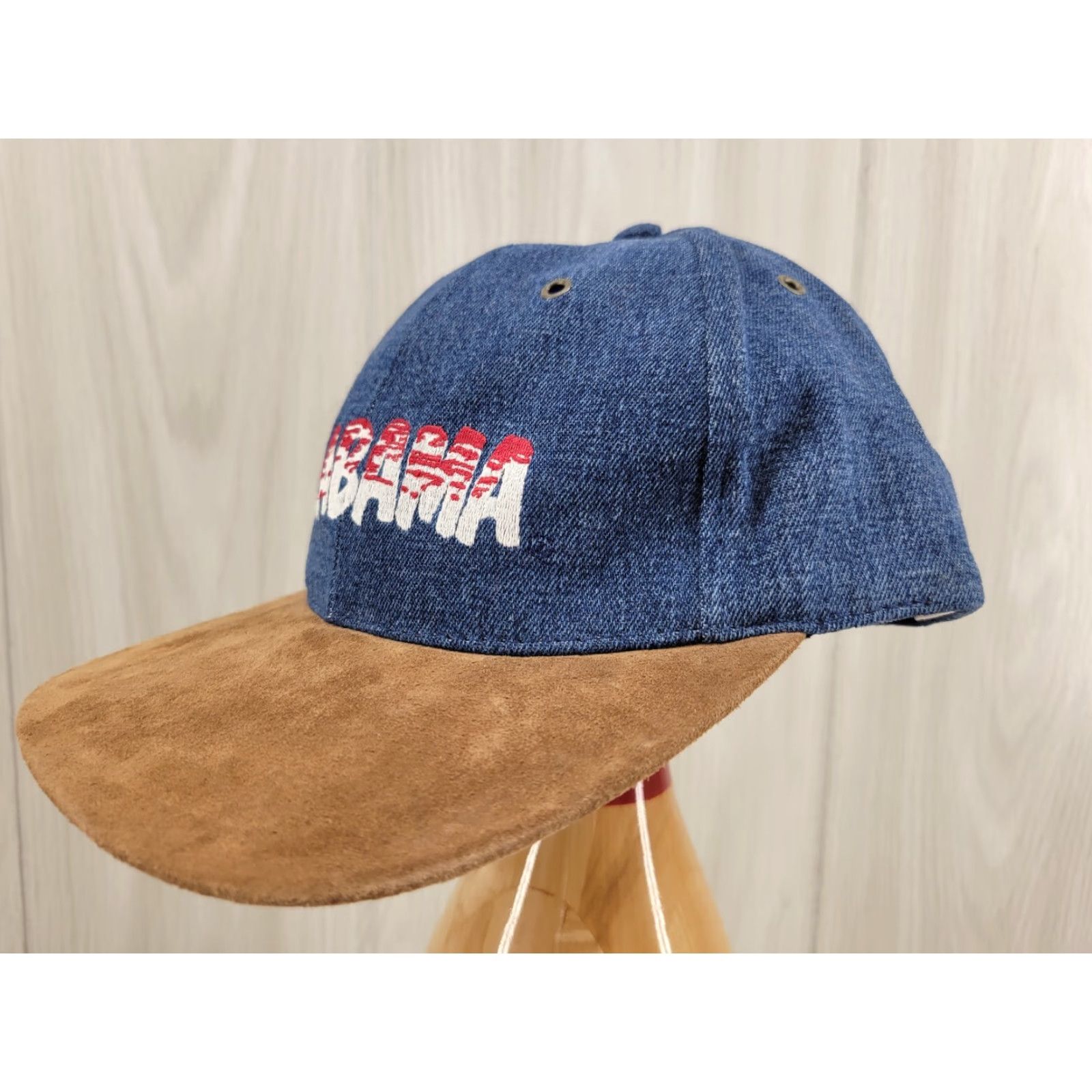 Denime VINTAGE Alabama Crimson Tide Hat Denim Suede JJ of Dallas Men One Size Blue Hat Size ONE SIZE - 4 Thumbnail