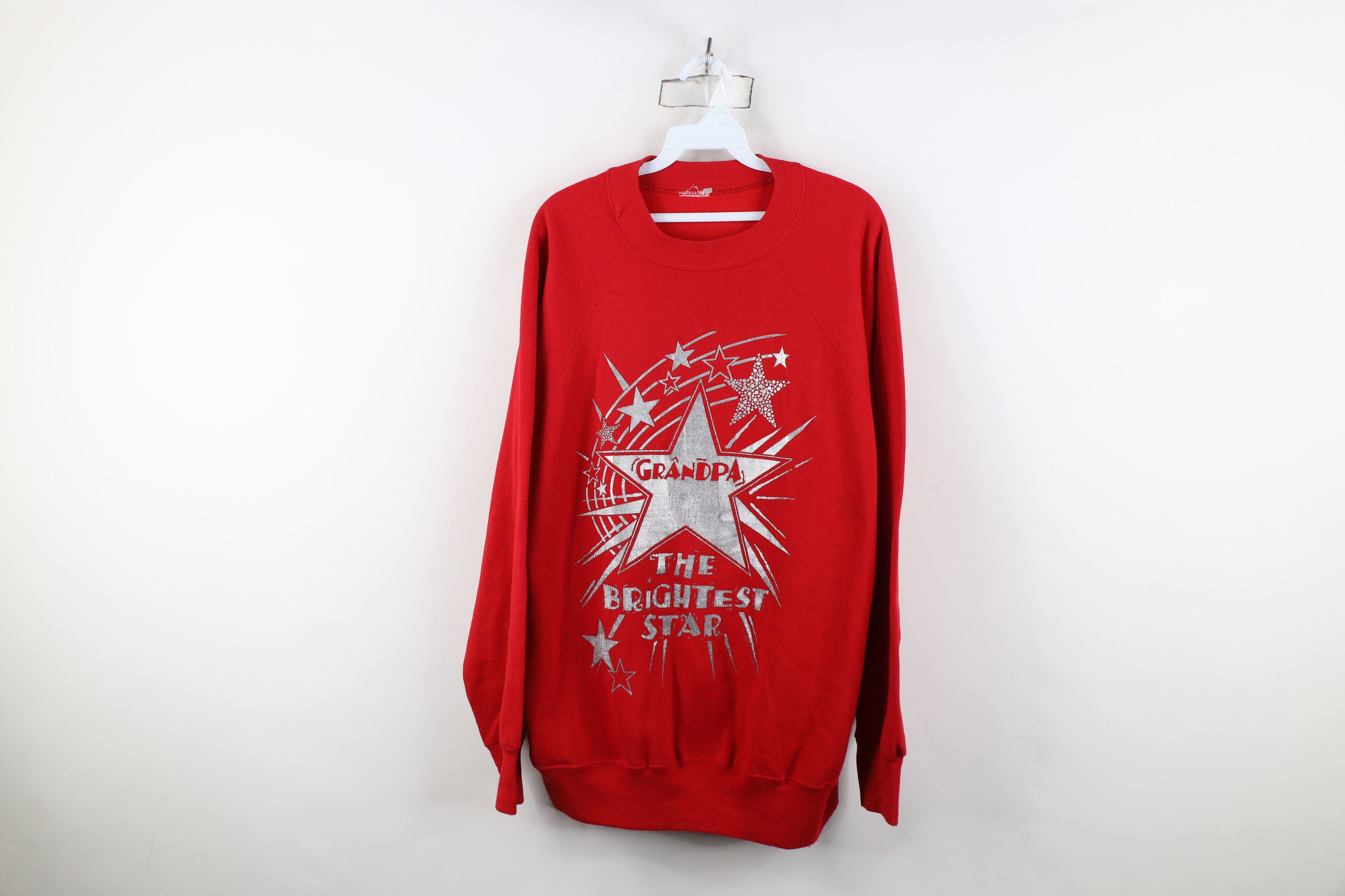 Vintage Vintage 90s Streetwear The Brightest Star Sweatshirt Red USA Size US XXL / EU 58 / 5 - 1 Thumbnail