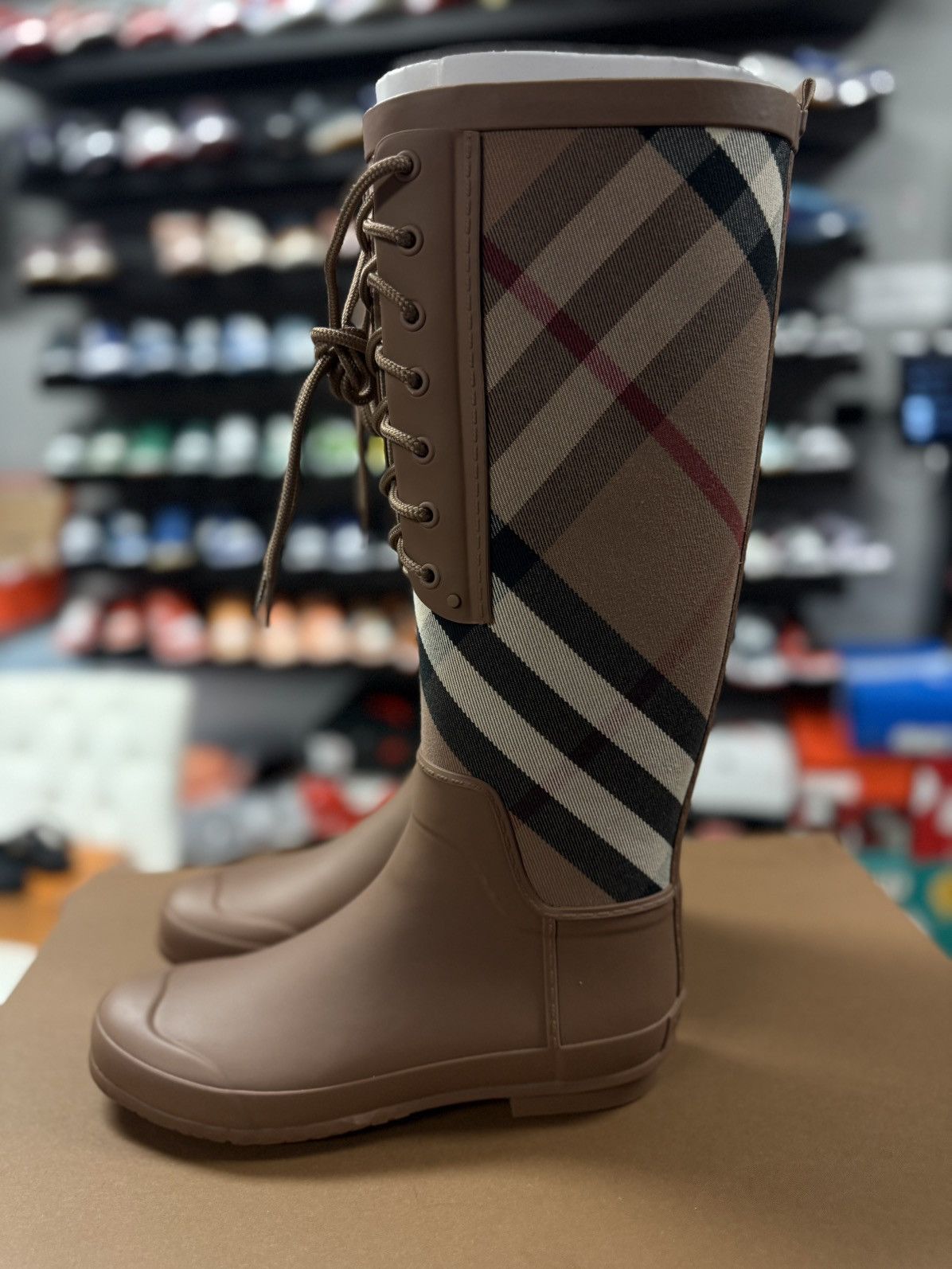 Burberry Vintage Check Canvas & Rubber Rain Boot In Brown 38EU/8US Size US 8 / IT 38 - 11 Thumbnail