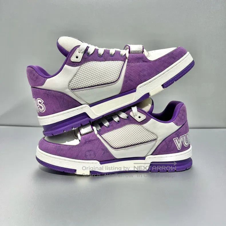 Louis Vuitton Louis Vuitton White and Purple Velcro shoes Size US 8.5 / EU 41-42 - 4 Thumbnail