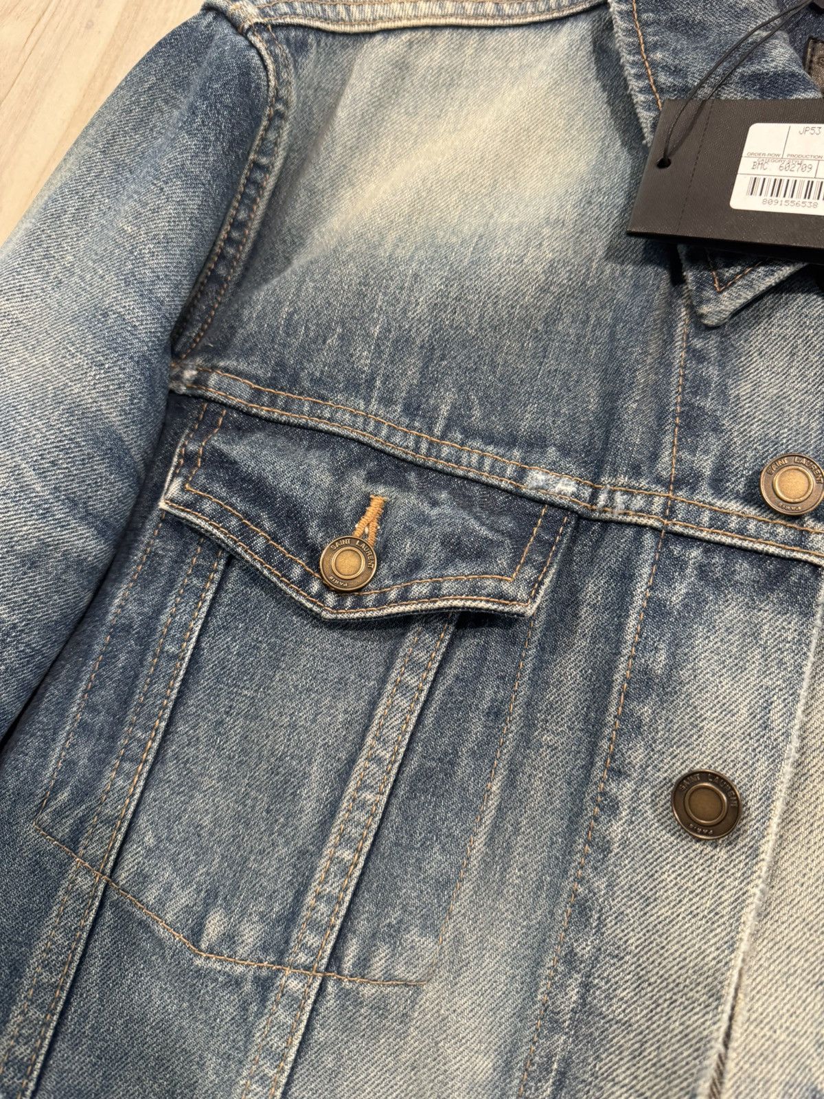 Saint Laurent Paris NWT Saint Laurent Destroyed Denim Jacket Size US M / EU 48-50 / 2 - 2 Thumbnail
