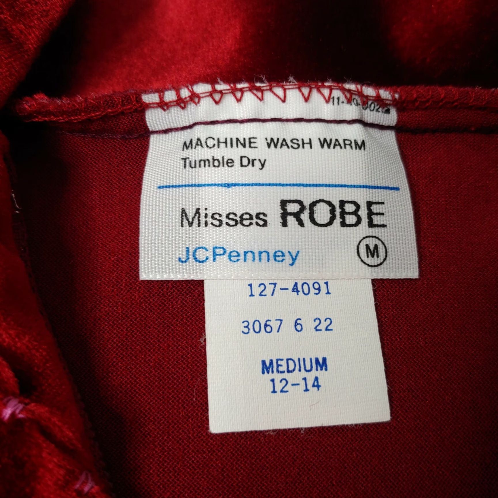 JCPenney VINTAGE JC Penney Robe M Misses Velour Half-Zip 56" Long Red 1980s Womens M (Medium) EUC Size ONE SIZE - 7 Thumbnail