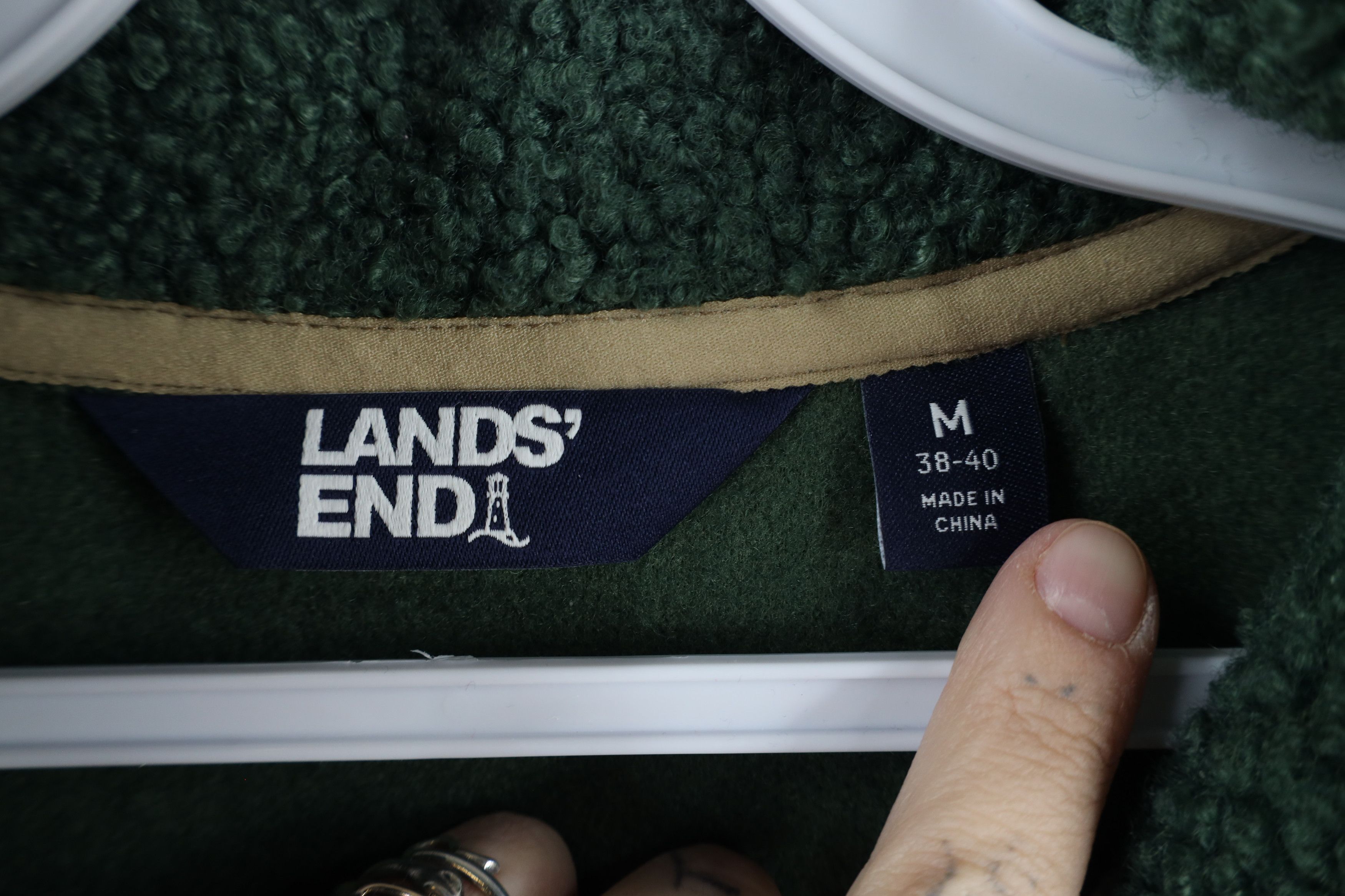Lands' End × Vintage Vintage Lands End Fleece Elbow Patch Snap Button Sweater Size US M / EU 48-50 / 2 - 9 Thumbnail